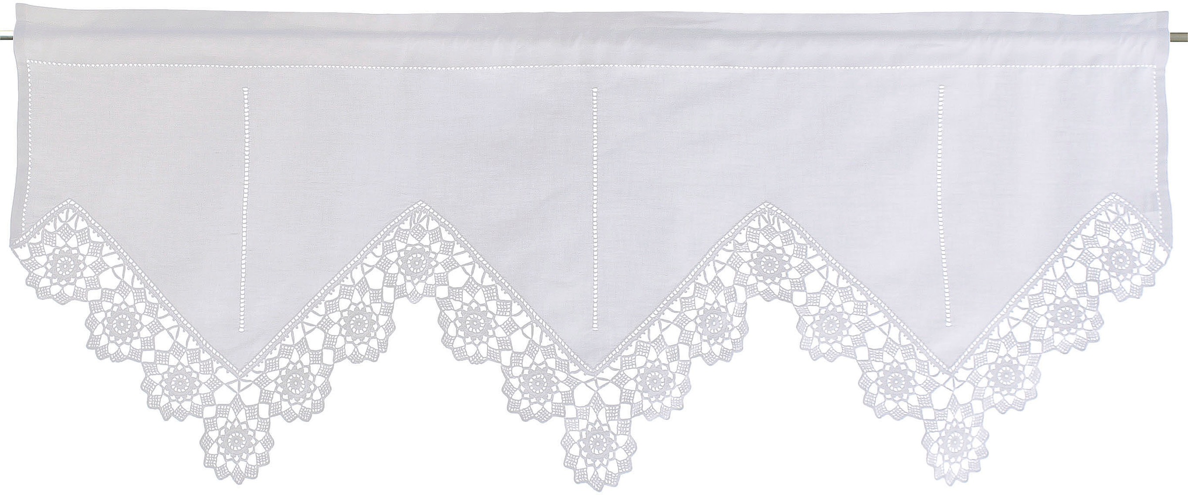 Thumbnail - HOSSNER - ART OF HOME DECO Querbehang "Dufour" Stangendurchzug 1 Stk. tlg. handgehäkelte Spitze, weiß, Baumwolle