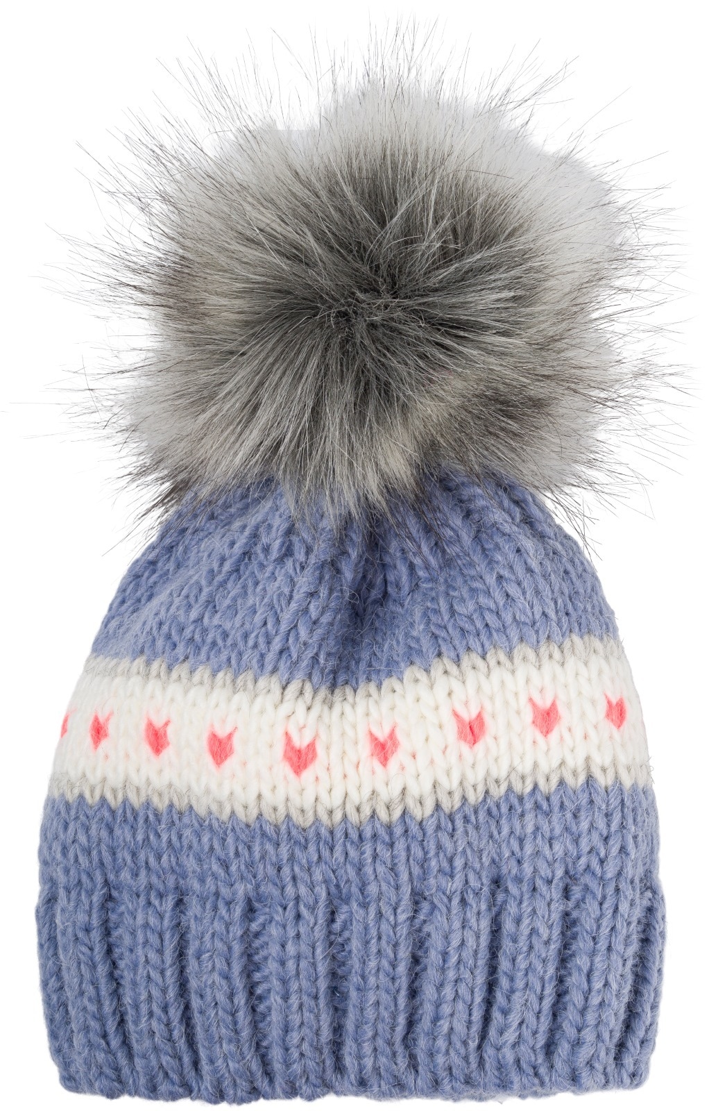 styleBREAKER Strickmütze "Kinder Strick Bommelmütze Herzmuster" 1 Stk.