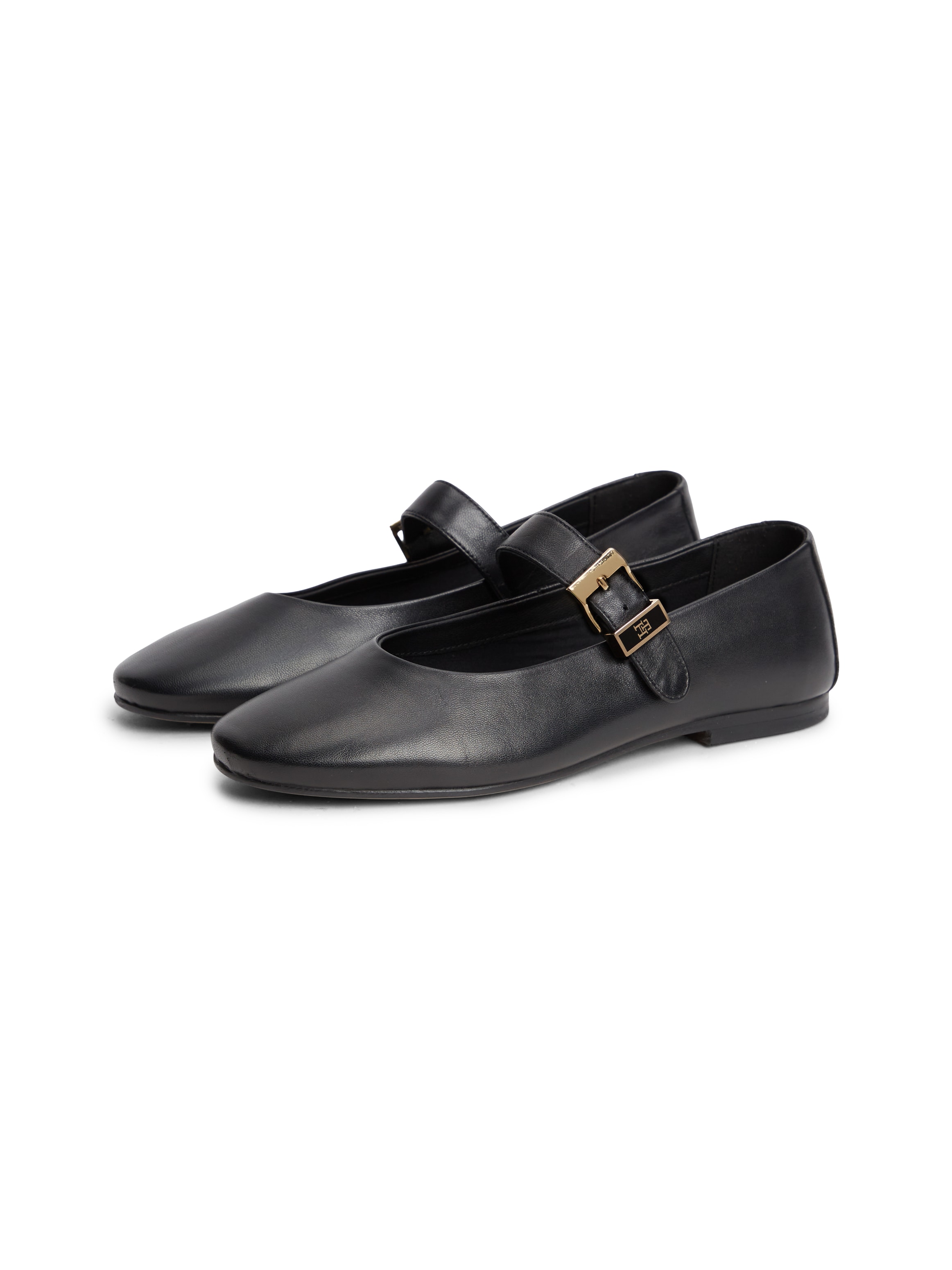 Tommy Hilfiger Riemchenballerina "TH BUCKLE LEATHER BALLERINA" Businessschuh, mit verstellbarer Schnalle über den Rist, schmale Form.