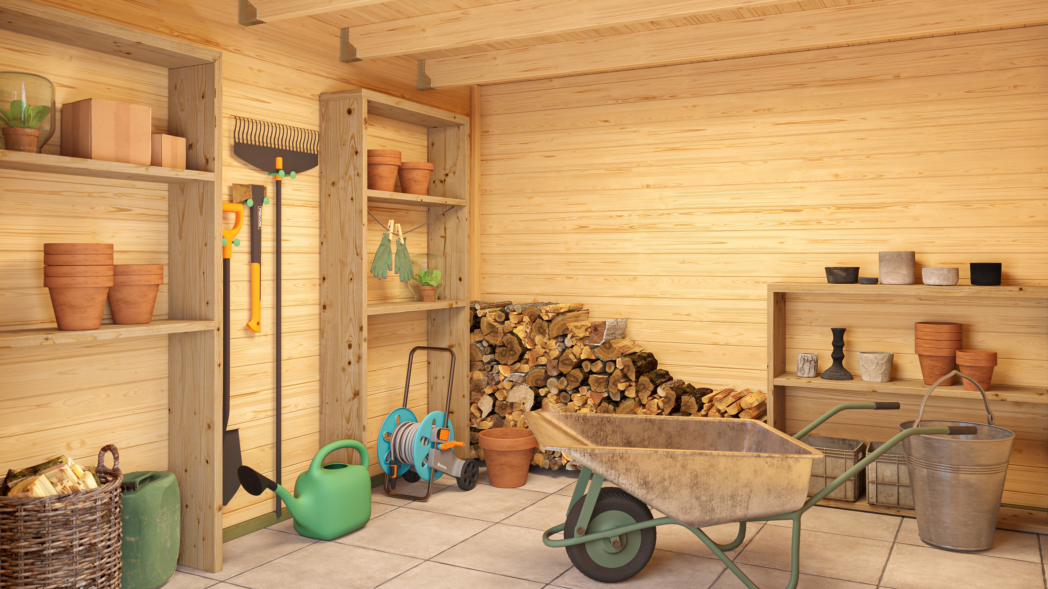 Thumbnail - Nordic Holz Gartenhaus "Felix 3" kleiner stilvoller Schuppen mit Flachdach