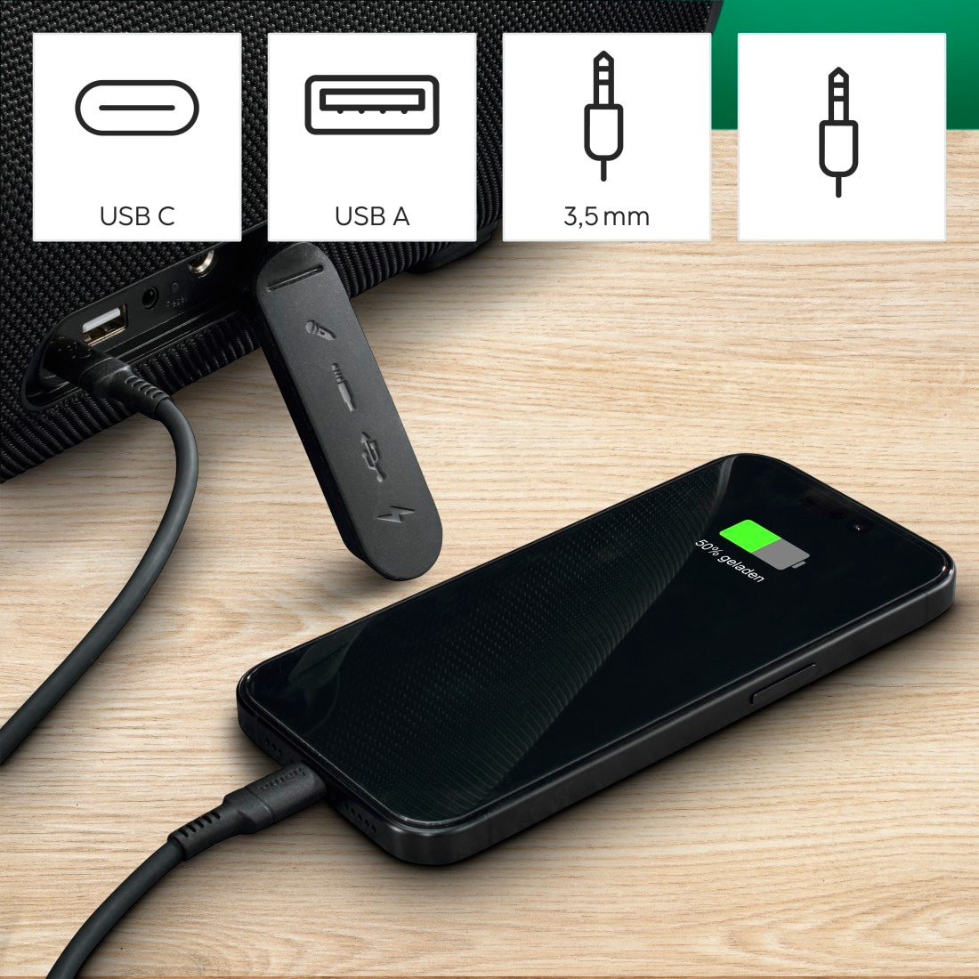 Hama Bluetooth-Lautsprecher »Bluetooth-Lautsprecher groß 120W (Musikbox wasserfest IPX6, PowerPack)«, Outdoor, tragbar, App-Steuerung, 24h Akku, kabellos, Ladefunktion