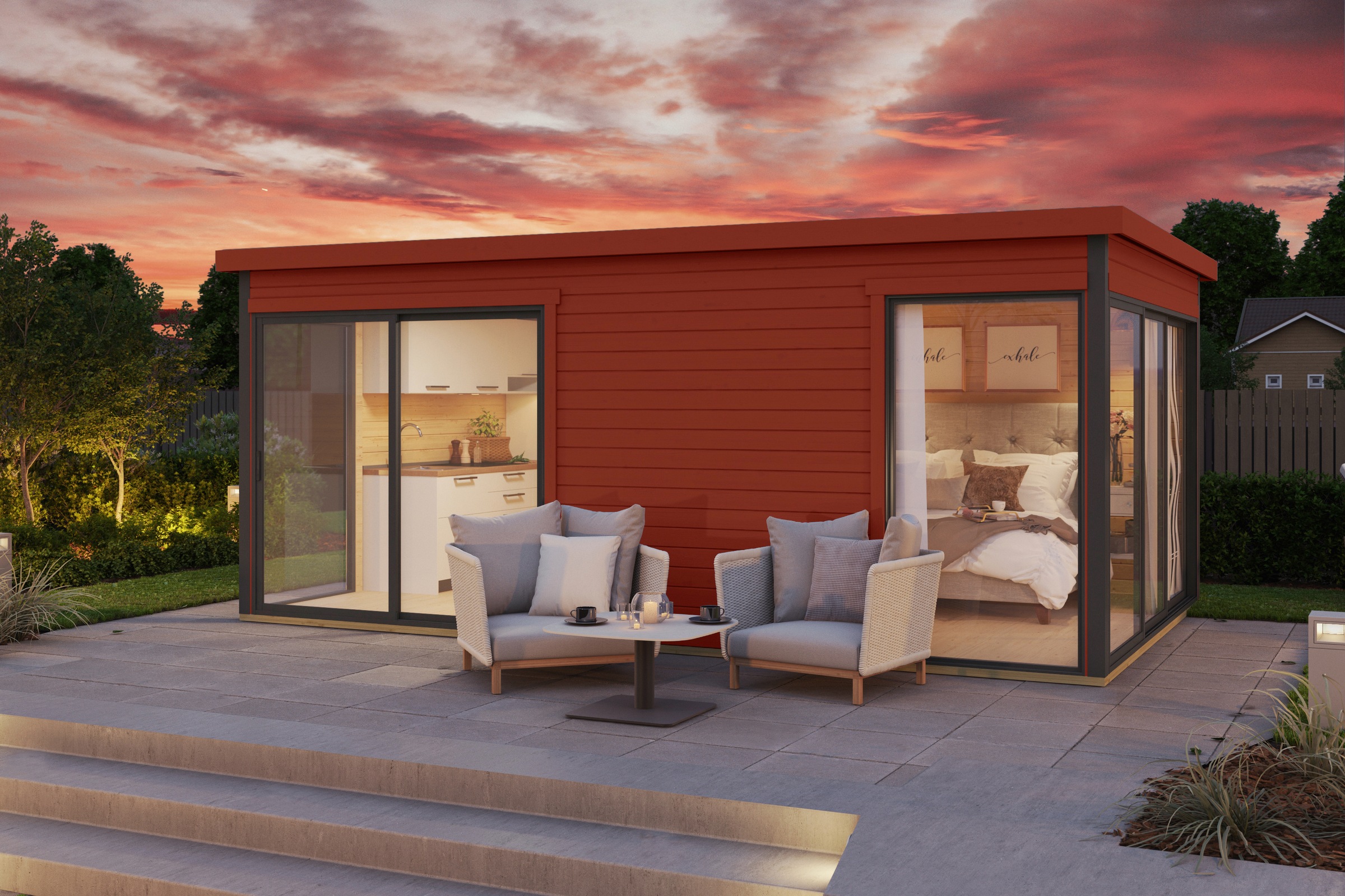 LASITA MAJA Gartenhaus »DOMEO 3 SCHWEDENROT/ANTHRAZIT« Fundamentmass 5088 x 3219 , Schwedenrot