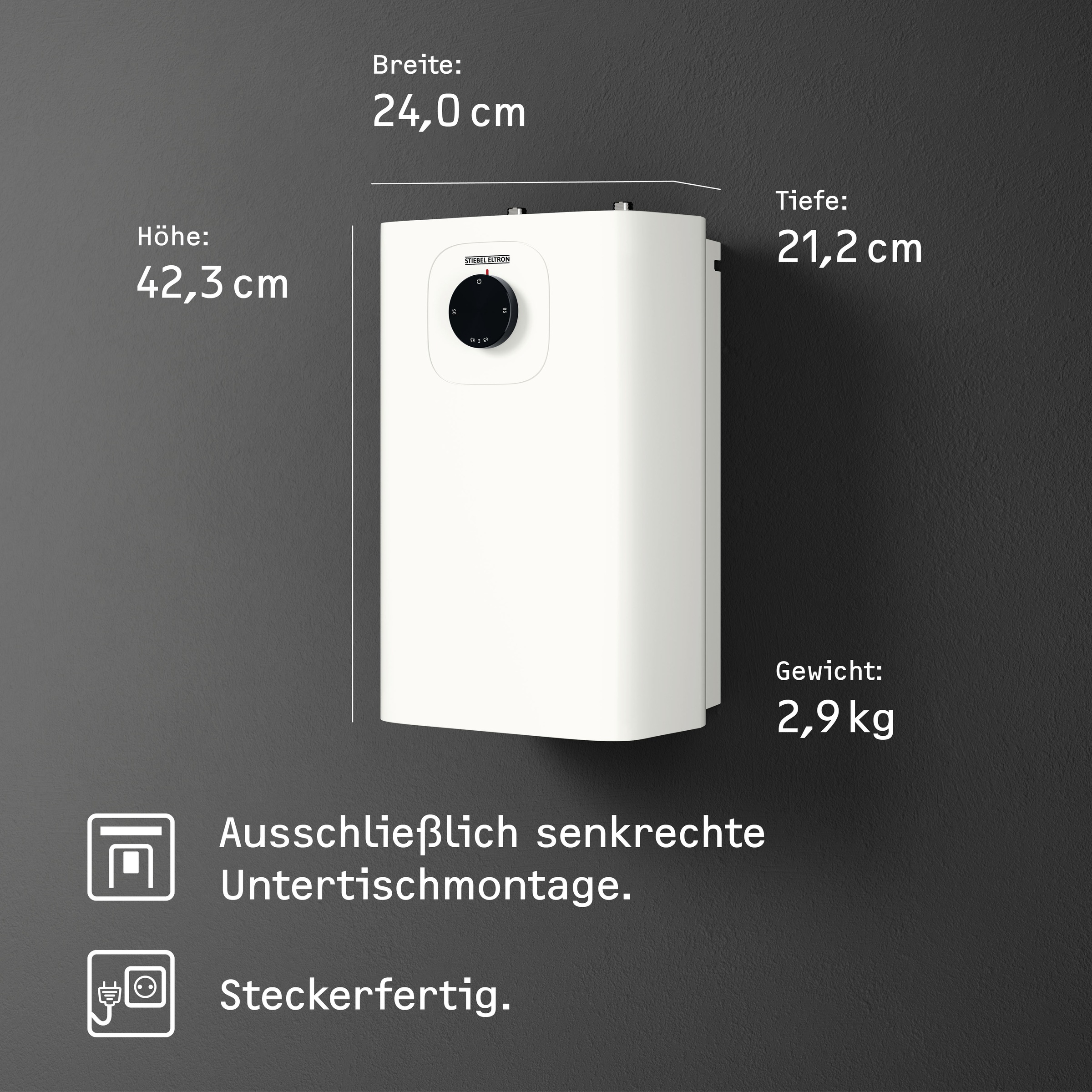 STIEBEL ELTRON Untertischspeicher "SNU 5 Plus" Set, 5 l, Niederdruck, mit Stecker, inkl. Küchenarmatur WST-W