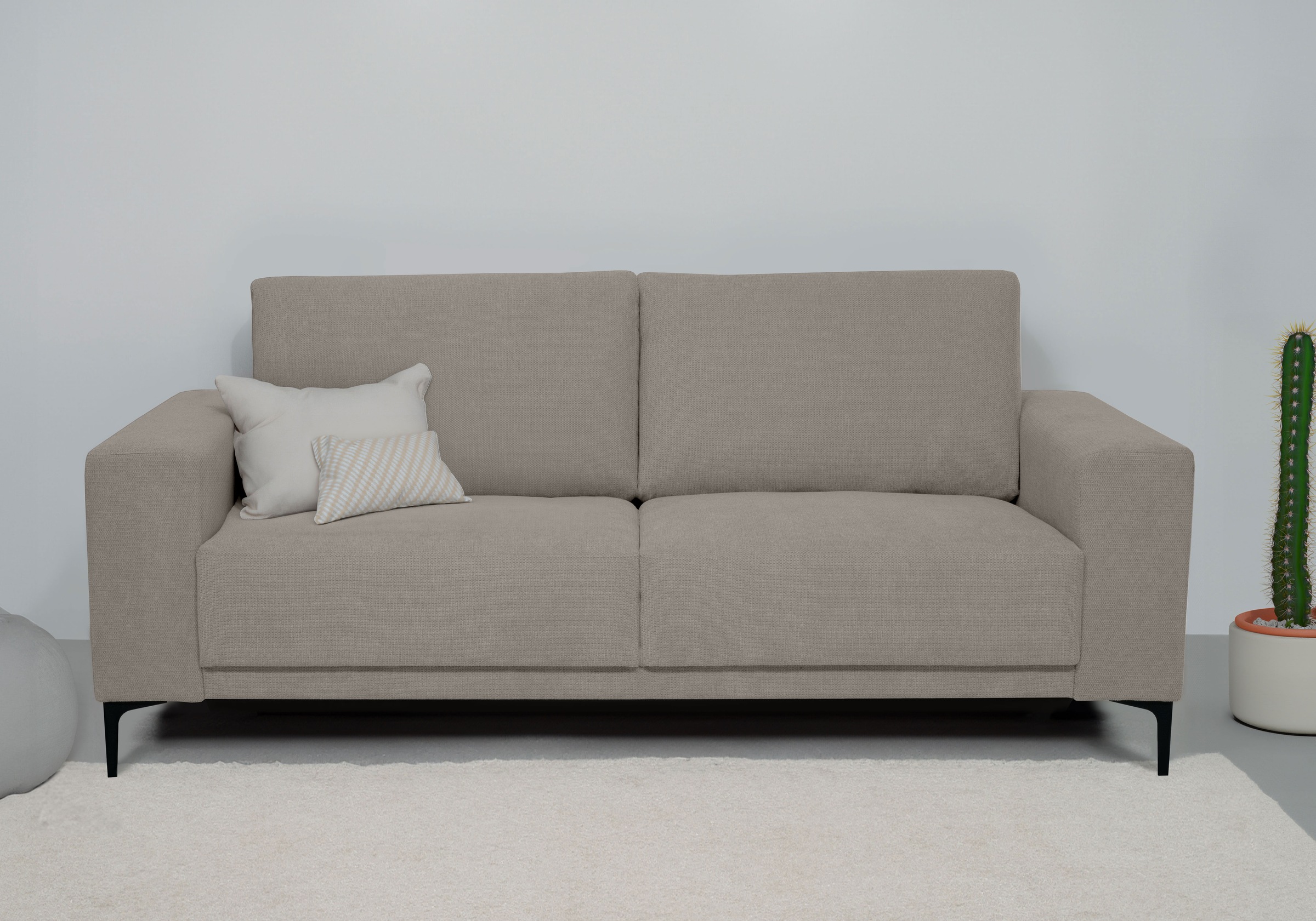 Places of Style 2-Sitzer »Xander«, Breite 164 cm, Webstoff, Soft-Touch Chenille, schwarze Metallfüßen