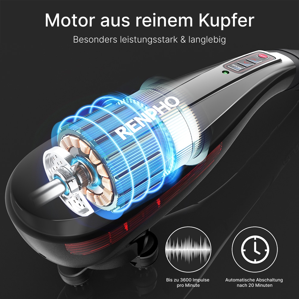 Renpho Massagegerät »Kabelloses tragbares Massagegerät« Tiefengewebsmassage zur Ganzkörperentspannung