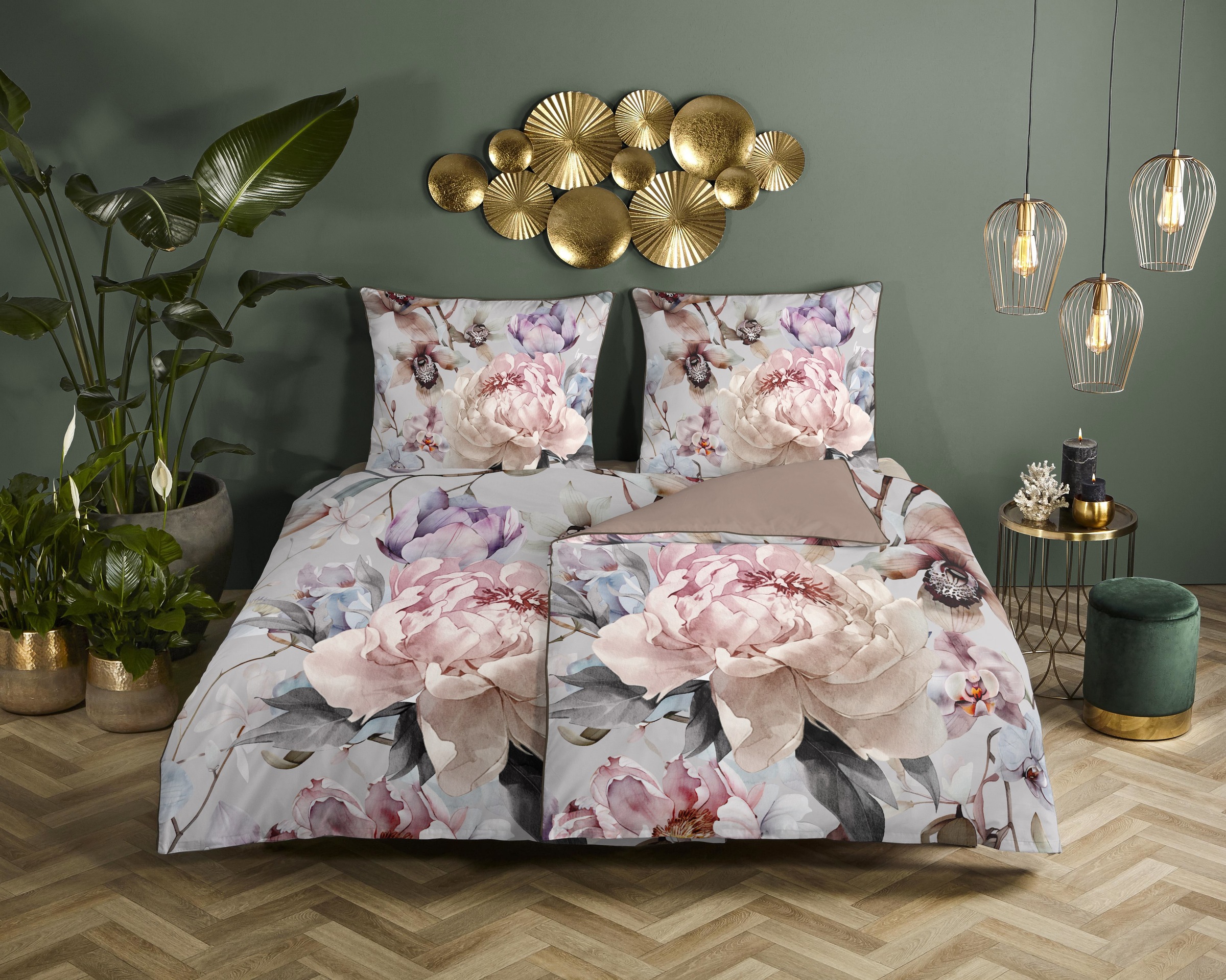 Descanso Wendebettwäsche "Colinda" 2 Stk. Satin, Reißverschluss, Paspel, Bi günstig online kaufen