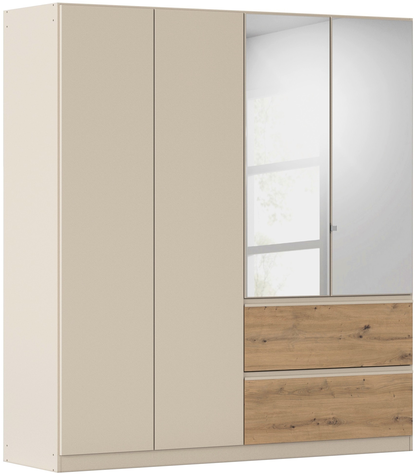 rauch Drehtürenschrank "Kleiderschrank Schrank Garderobe Wäscheschrank Schlafzimmer JOEL" in 3 verschiedenen Ausstattungen BASIC/CLASSIC/PREMIUM, mit zwei Schubladen, mit Push-to-Open Funktion MADE IN GERMANY