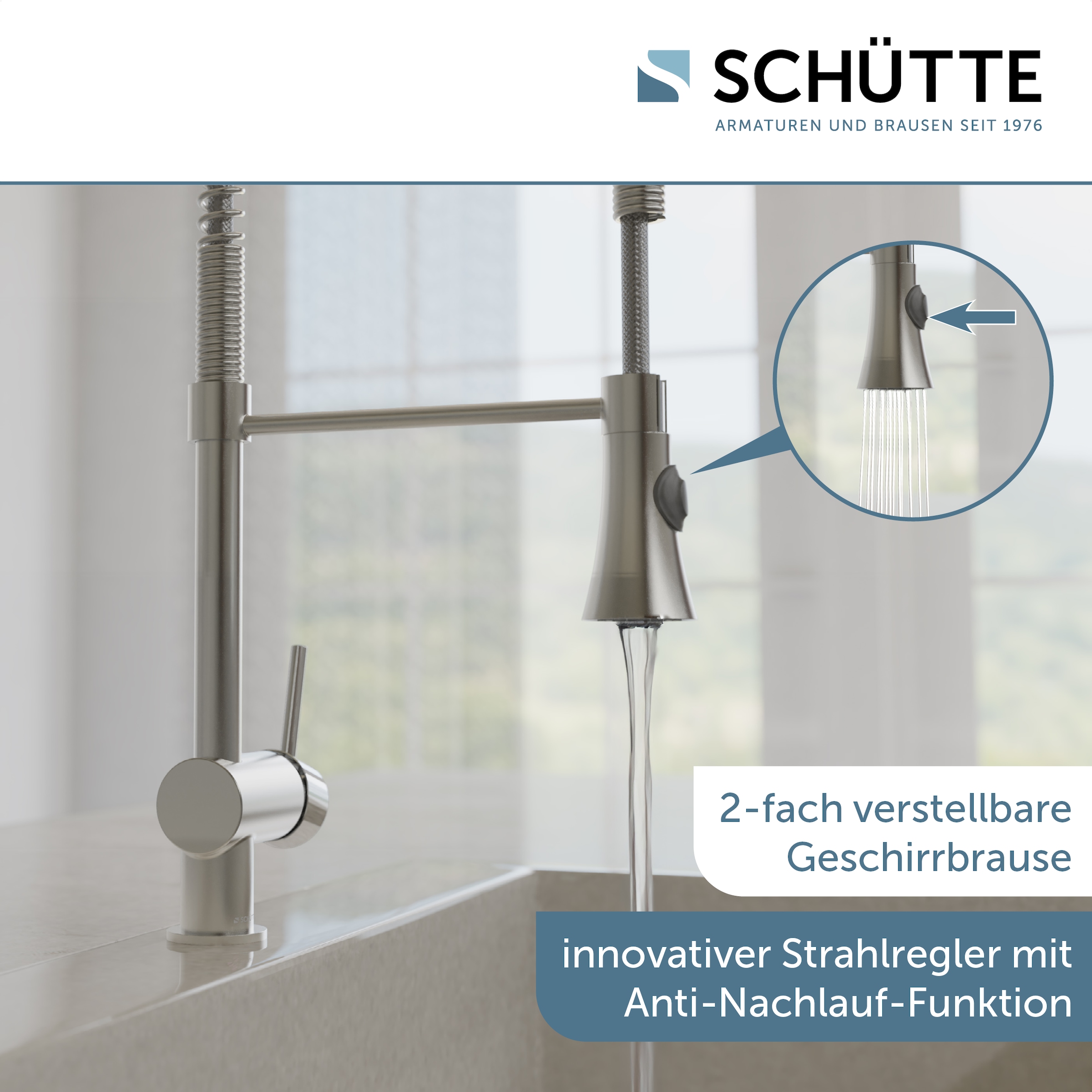 Schütte Spültischarmatur »Cornwall« Niederdruck Armatur Küche, Wasserhahn ausziehbar, 360° schwenkbar