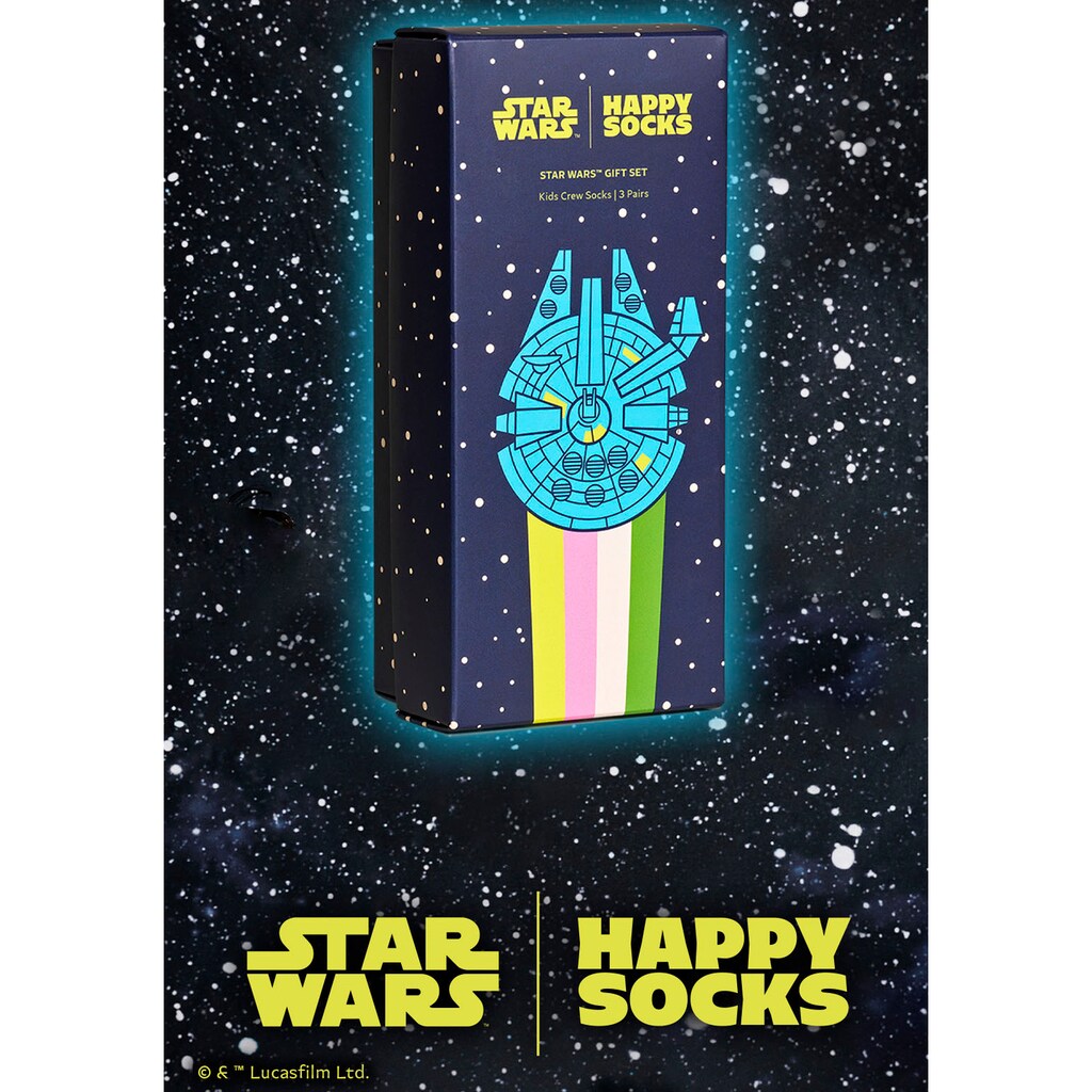 Happy Socks Socken »Star Wars Gift Set«, (3 Paar), Millennium Falcon, Darth Vader & Star Wars Logo