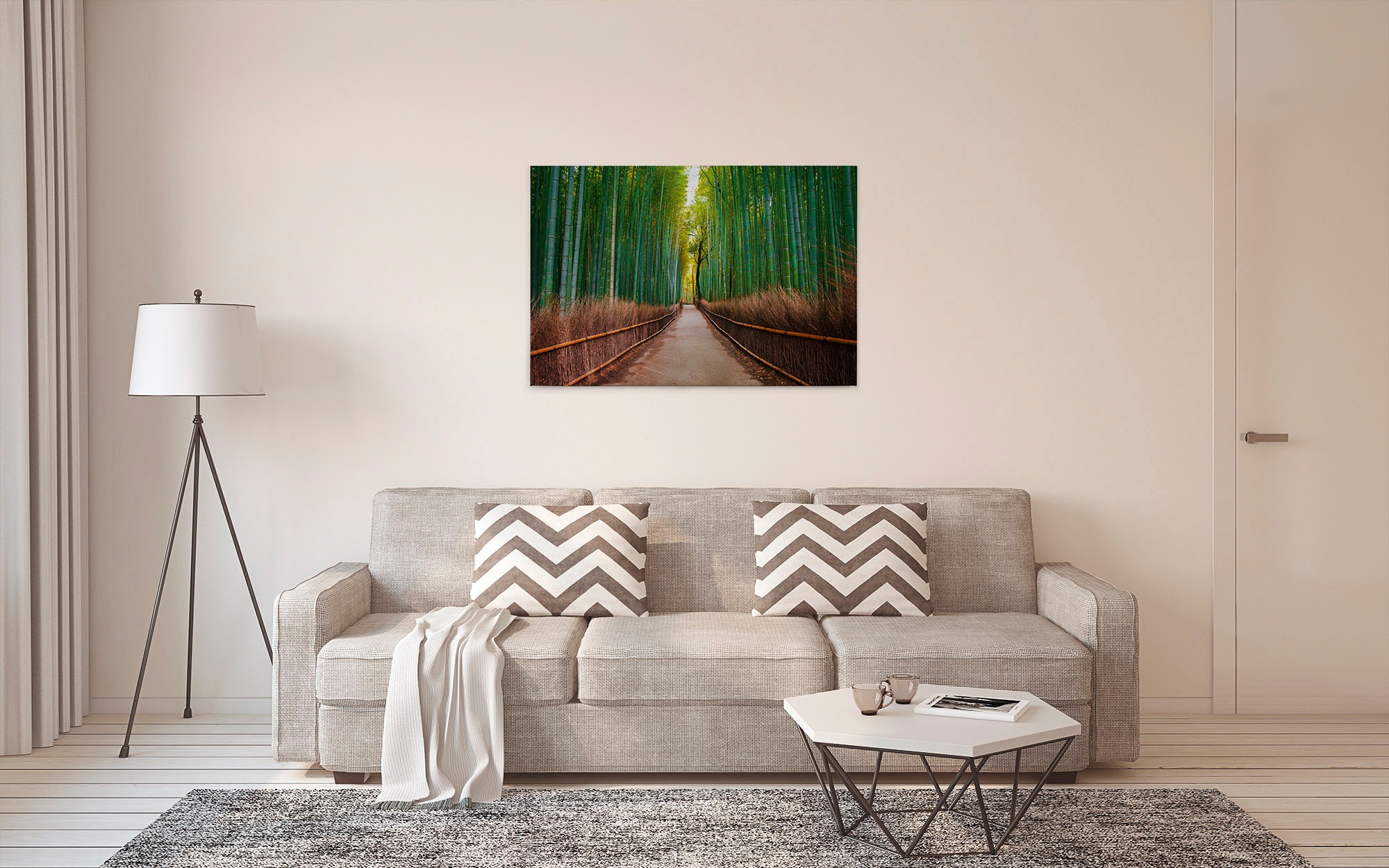A.S. Création Leinwandbild »Bambus Walk«, Kunst-Gemälde-Kinder, (1 St.), Feldweg Bambus Natur Keilrahmen Leinwand-Bild Wohnzimmer modern Kinder