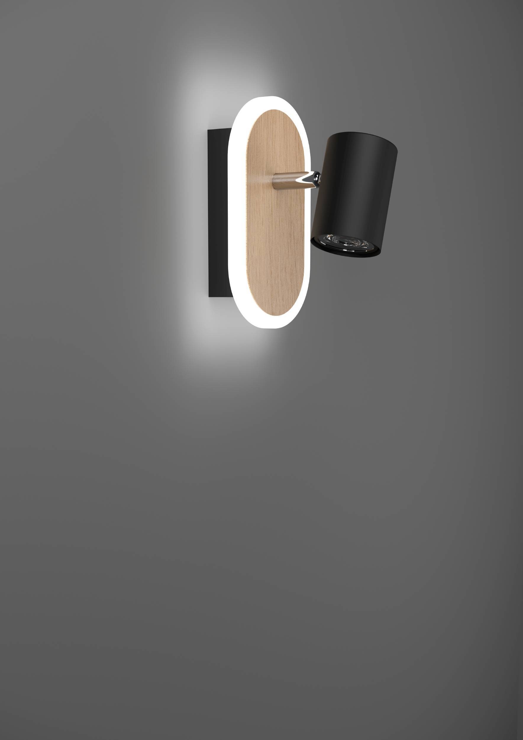 EGLO Deckenleuchte »Rimbocchi Wandleuchte, Metall und Holz-Optik, Spotbalken schwenkbar« LED-Modul 1 Stk. Warmweiß Spot - L18 x B10 x H15 cm - schwarz, braun - 7W inkl.