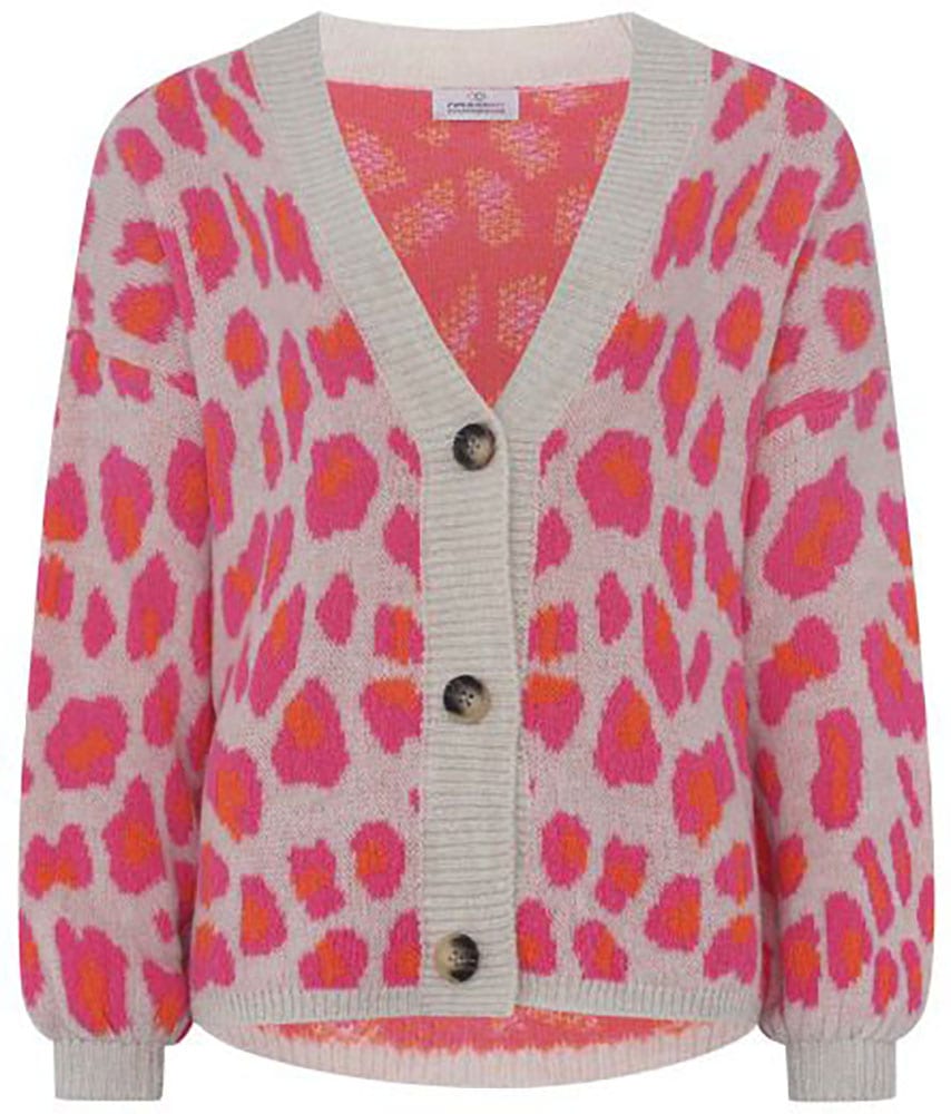 Zwillingsherz Strickjacke »"Big Leo"«, mit Knöpfen und auffallendem Leo Muster, One Size