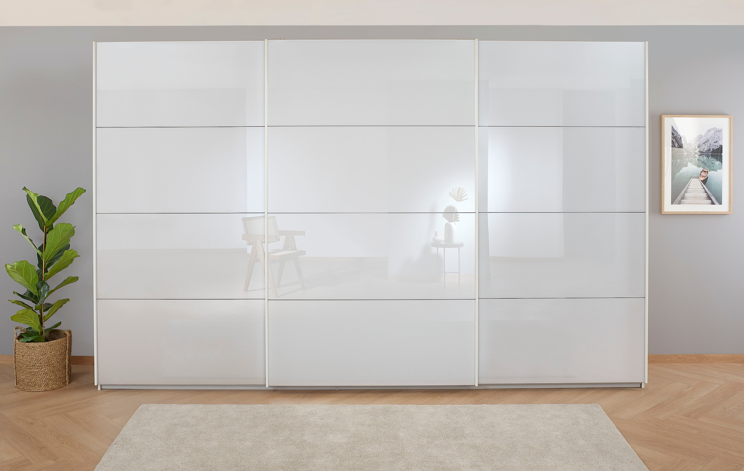 OTTO home Kleiderschrank "Mehrzweckschrank Aktenschrank Möbel Mietswohnung Schlafzimmer KOLUNA" 3 Ausstattungen BASIC/CLASSIC/PREMIUM (inkl. SOFT-CLOSE-FUNKTION), Breiten 203/271/315/360 cm Höhen 210/229 Glas-Front MADE IN GERMANY
