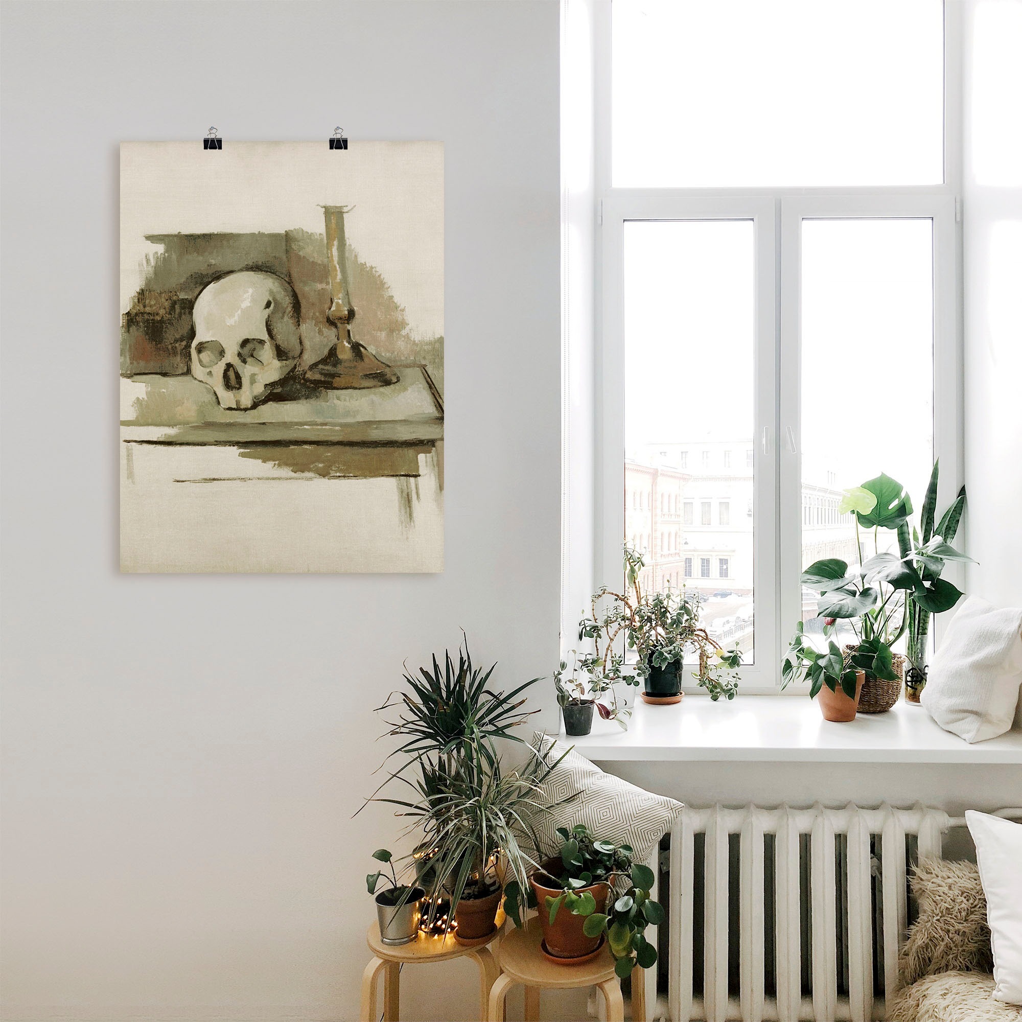 Artland Wandbild »Stillleben mit Totenkopf«, Arrangements, (1 St.), als Leinwandbild, Wandaufkleber oder Poster in versch. Größen