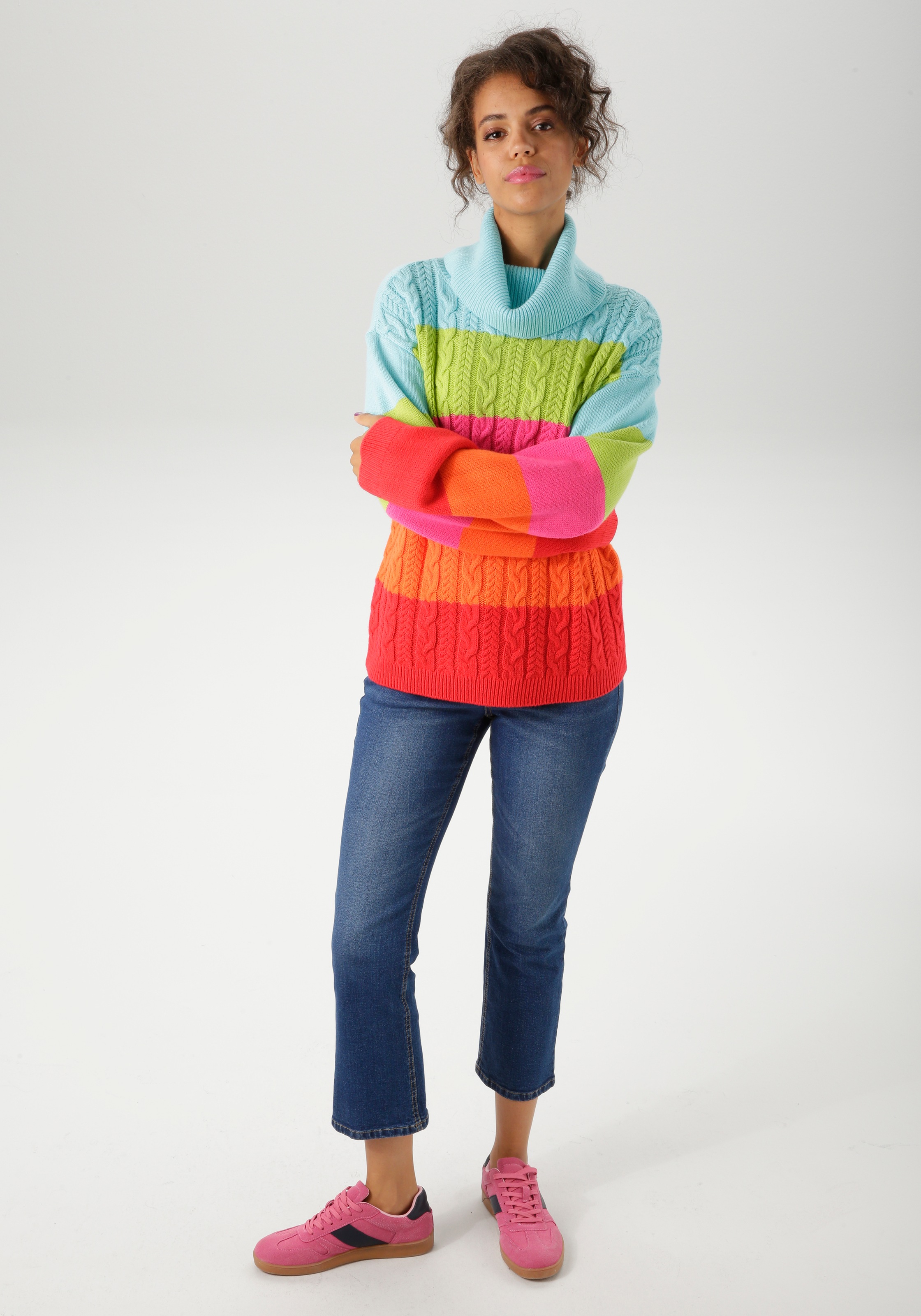 Aniston CASUAL Strickpullover, in farbenfroher oder gedeckteren Farbkombination - NEUE KOLLEKTION