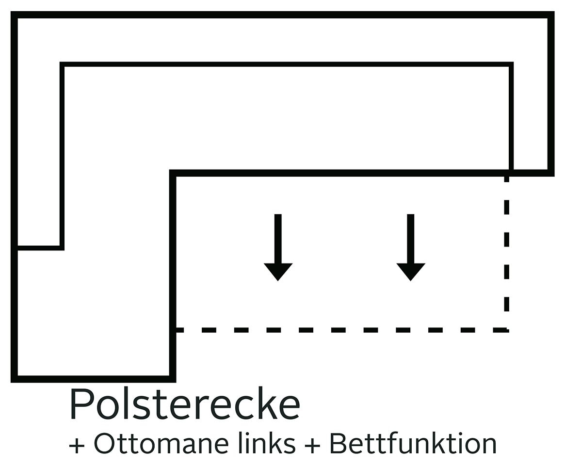 COLLECTION AB Ecksofa "John L-Form", Regalarmlehne,Bettfunktion,Bettkasten, günstig online kaufen