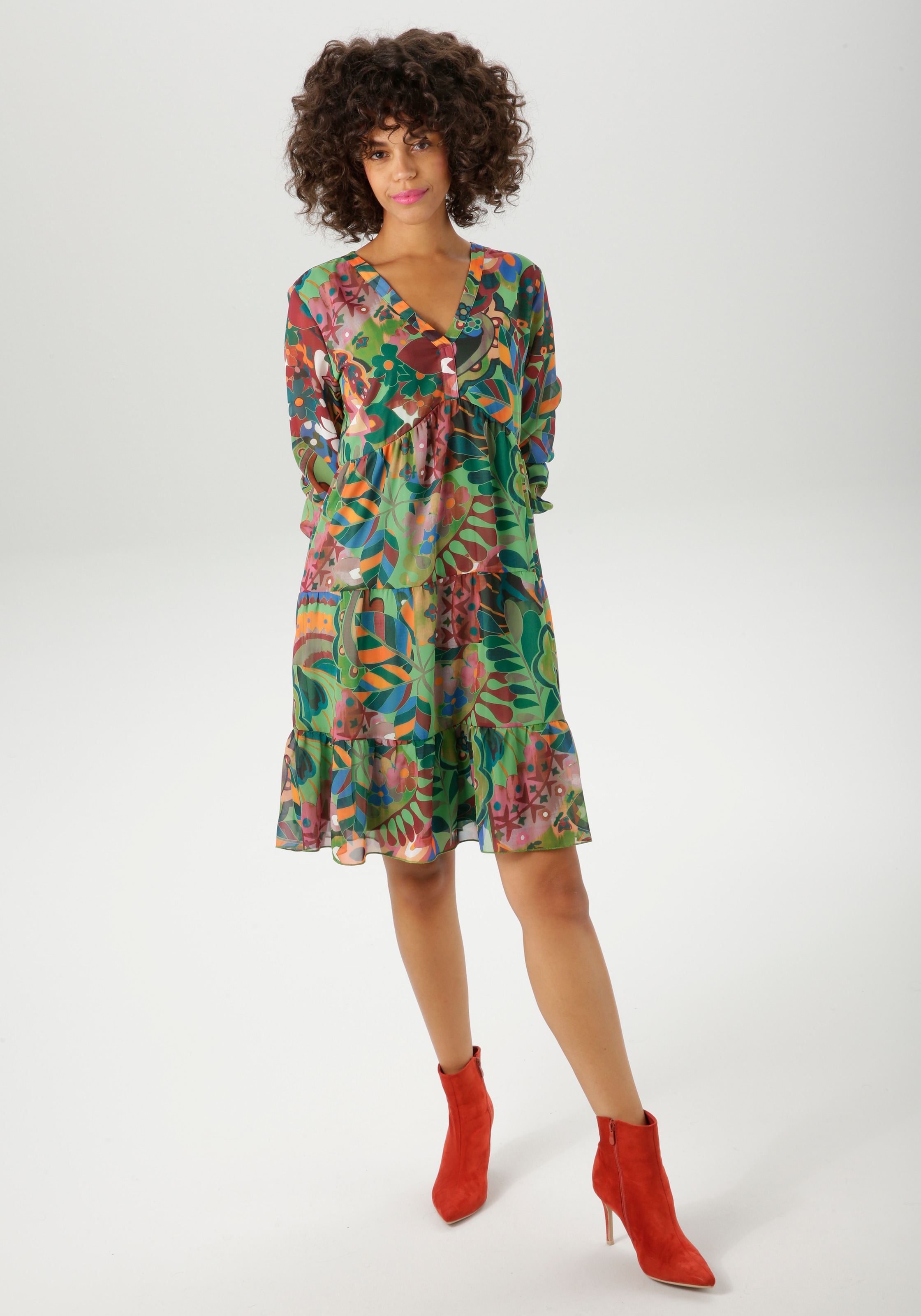 Aniston CASUAL Tunikakleid, mit fantasievollem, grafischen Blumendruck - NE günstig online kaufen