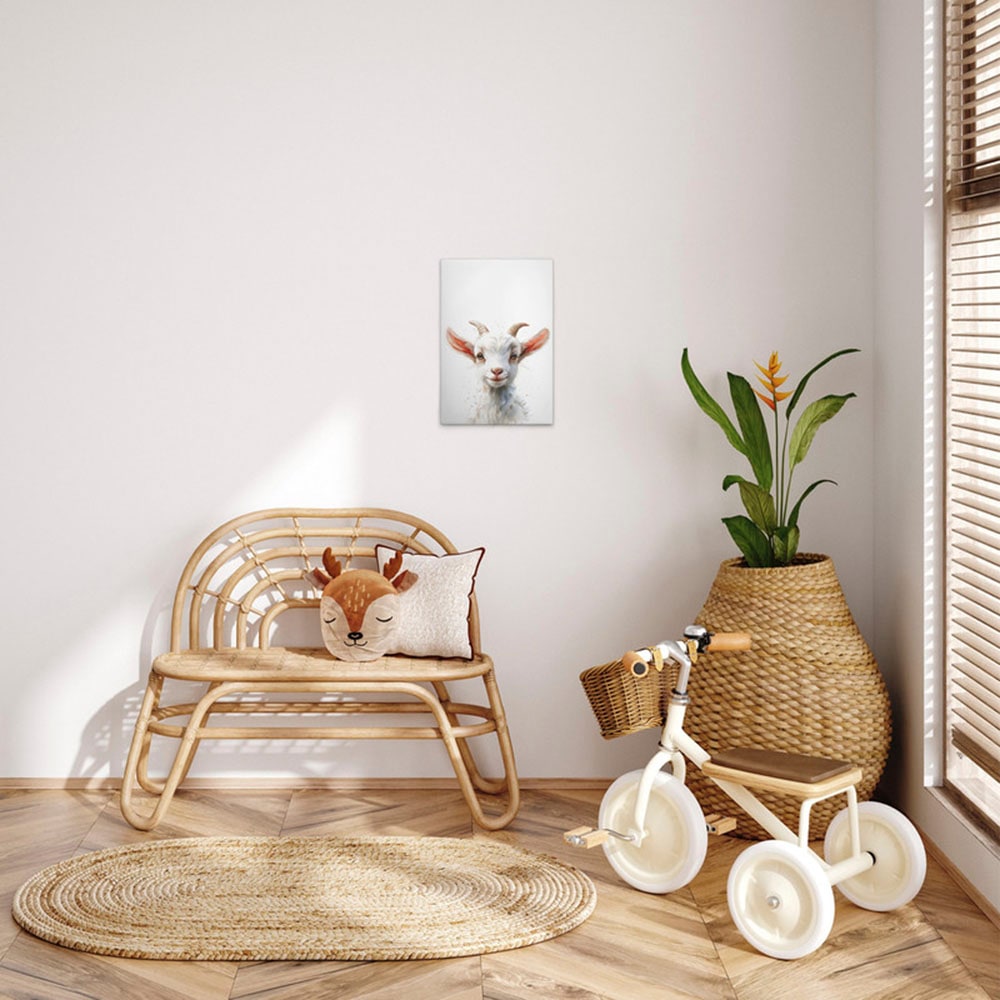 A.S. Création Leinwandbild "Baby Billy Goat - Wandbild Weiß Beige Keilrahme günstig online kaufen