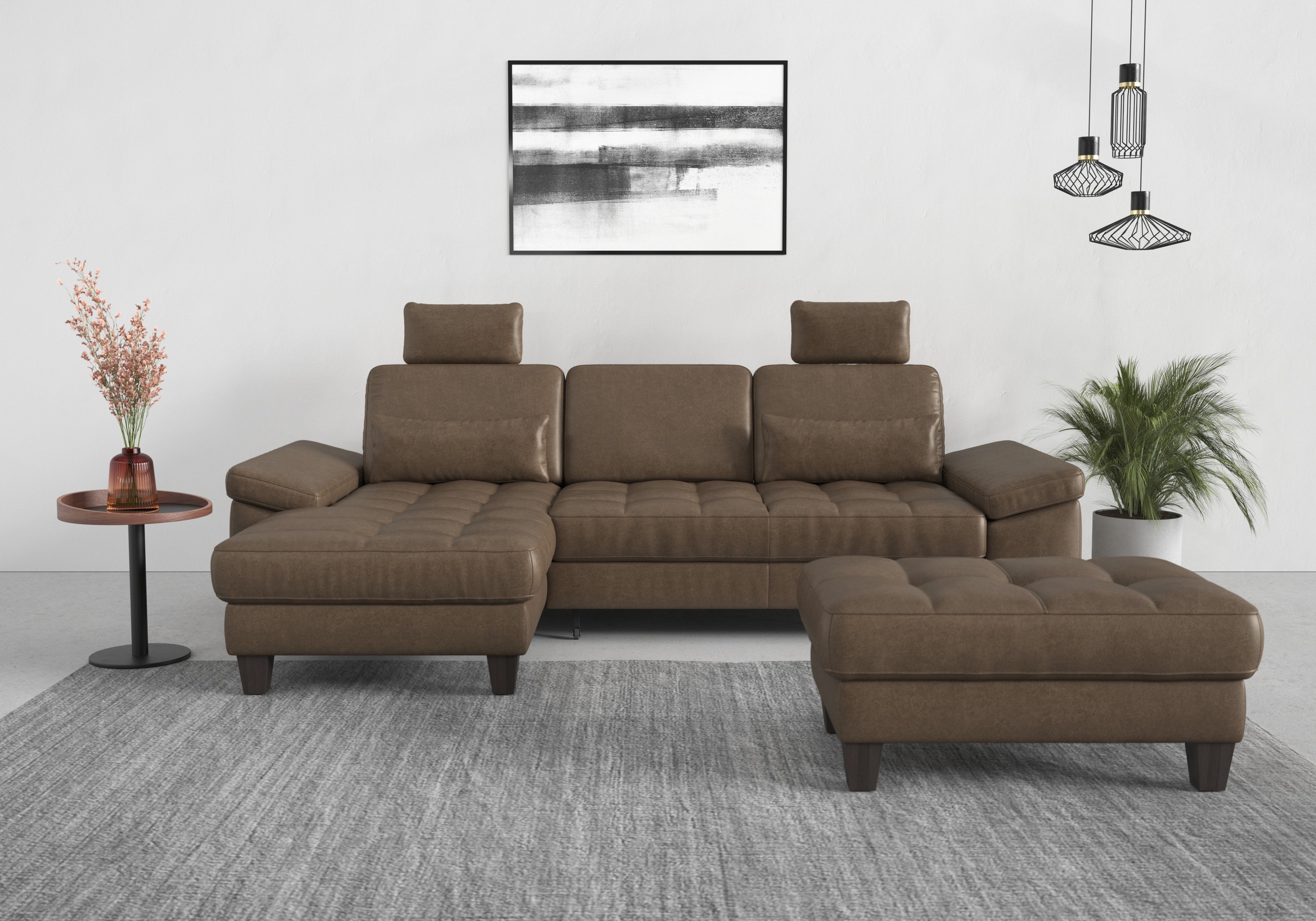 sit&more Ecksofa »Westham L-Form«, Recamiere, mit oder ohne Bettfunktion, Bettkasten, Füße wengefarben
