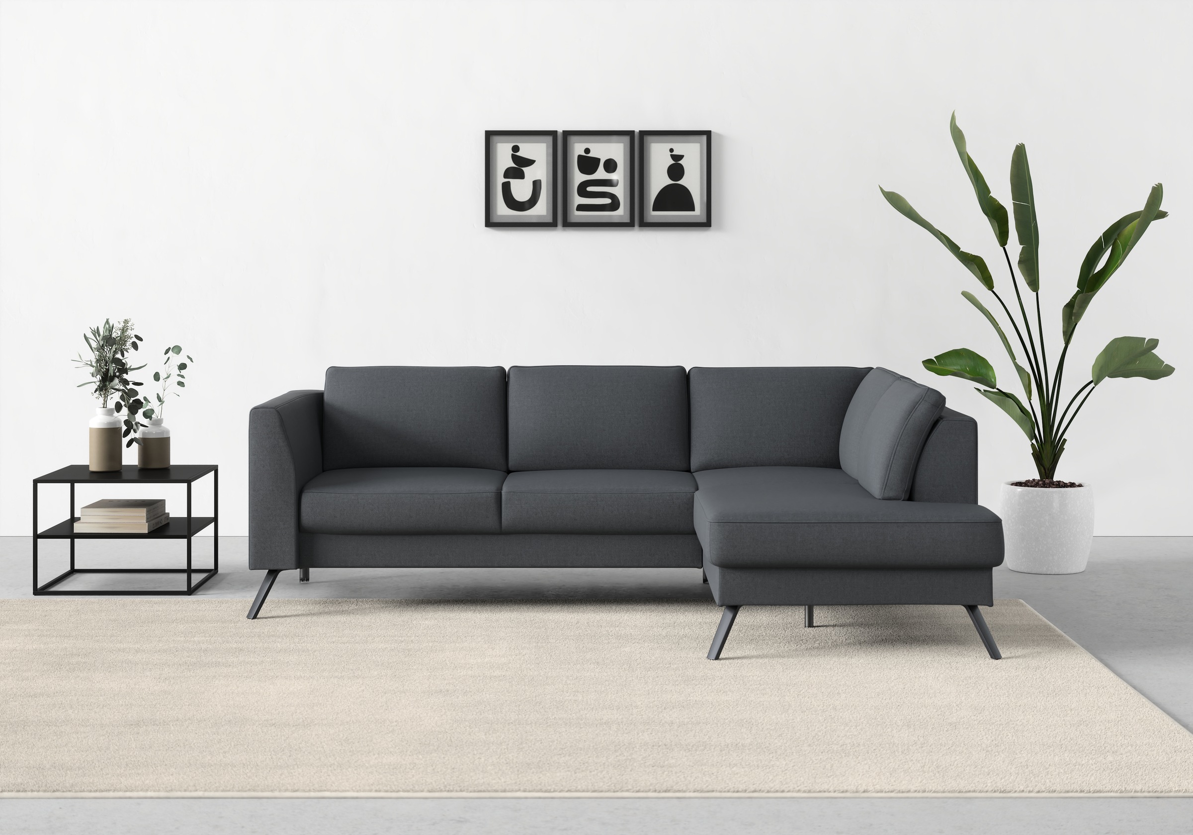 sit&more Ecksofa »Lindholm L-Form«, mit Sitztiefenverstellung und Federkern