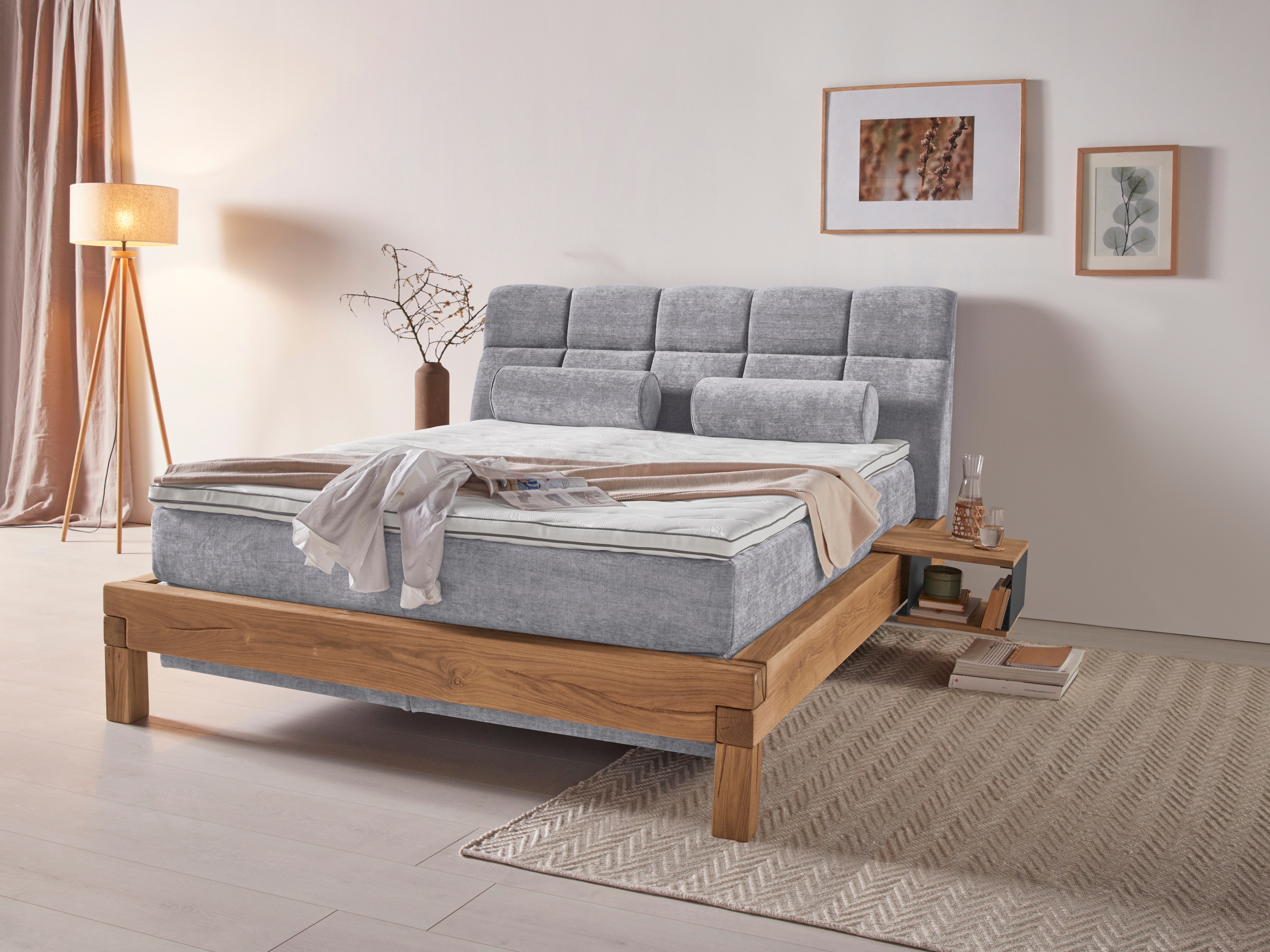 Home affaire Boxspringbett "Villads" Liegefläche: 160/200 cm aus Balkeneiche, Inside-Boxspring-Unterbau