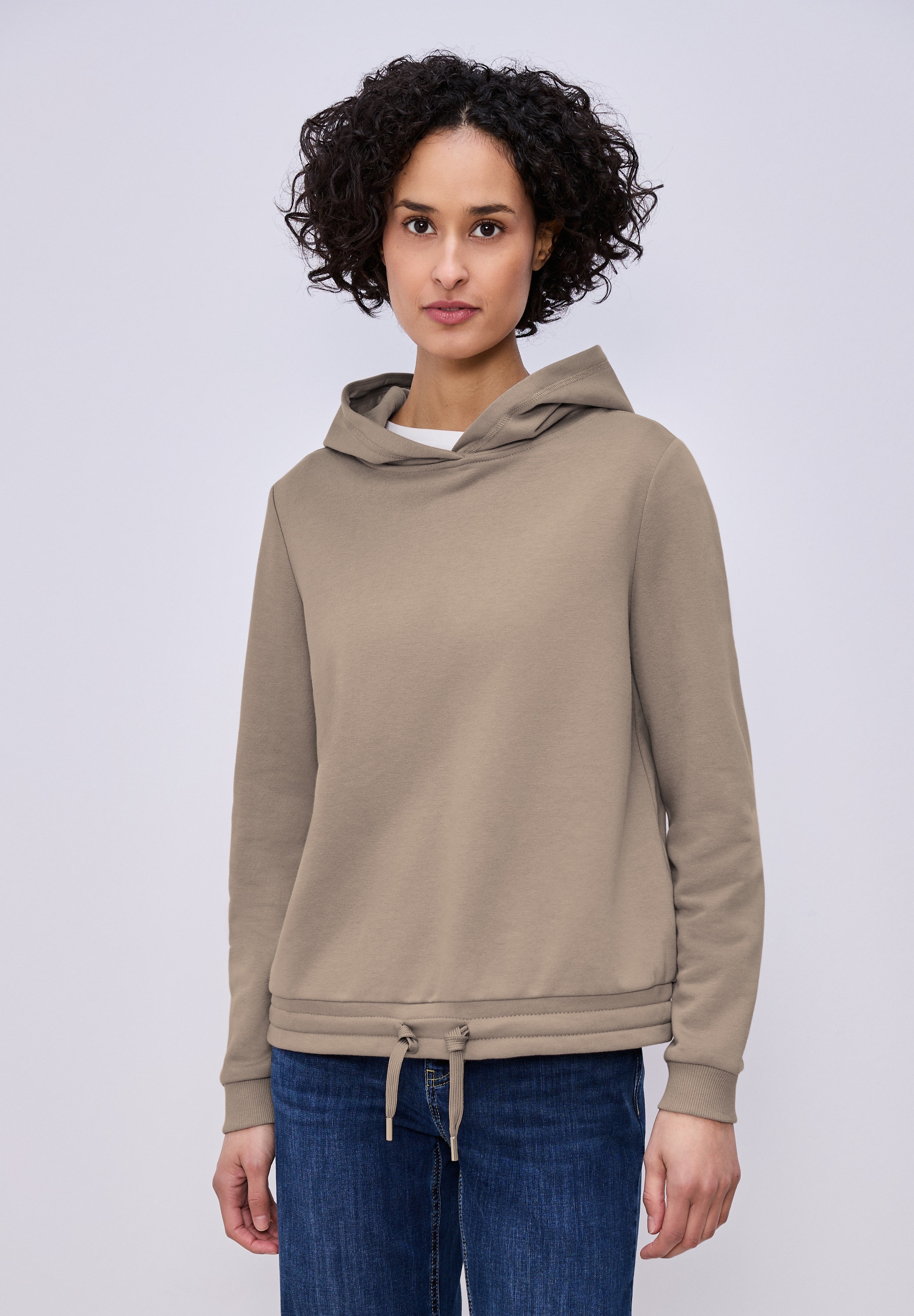 Sweatshirt STREET ONE, Damen, Gr. 44, light terra mocha, Sweatware, 60% Baumwolle, 40% Polyester, unifarben, comfort fit, ohne Ausschnitt, Bündchen, Sweatshirts Sweatshirt, in Unifarbe