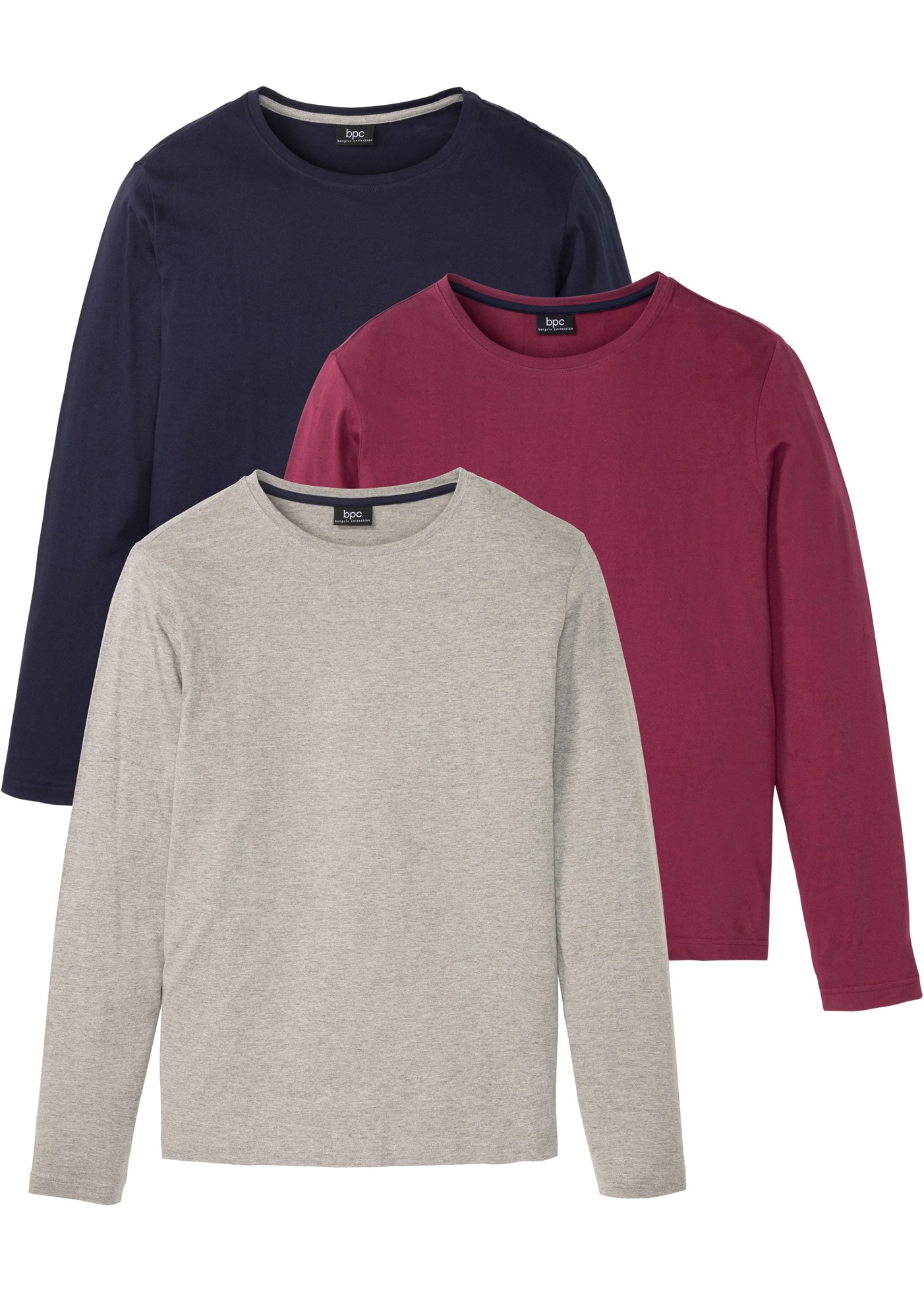 bonprix Langarmshirt "Langarmshirt (3er Pack)" Packung, 3, 3 Stk. regular f günstig online kaufen