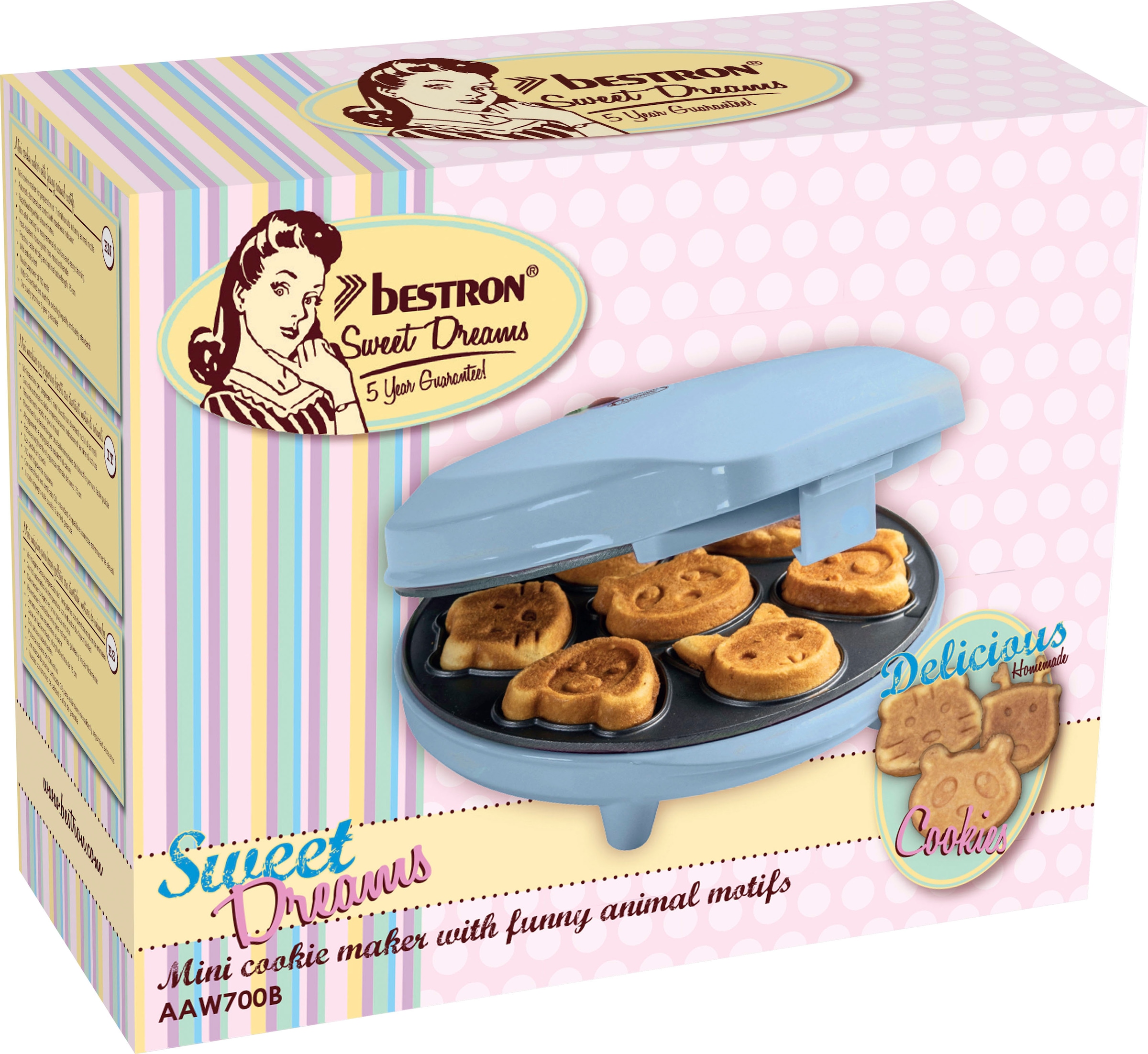bestron Waffeleisen »AAW700 für Mini-Waffel-Kekse«, 700 W, mit Backampel & Antihaftbeschichtung