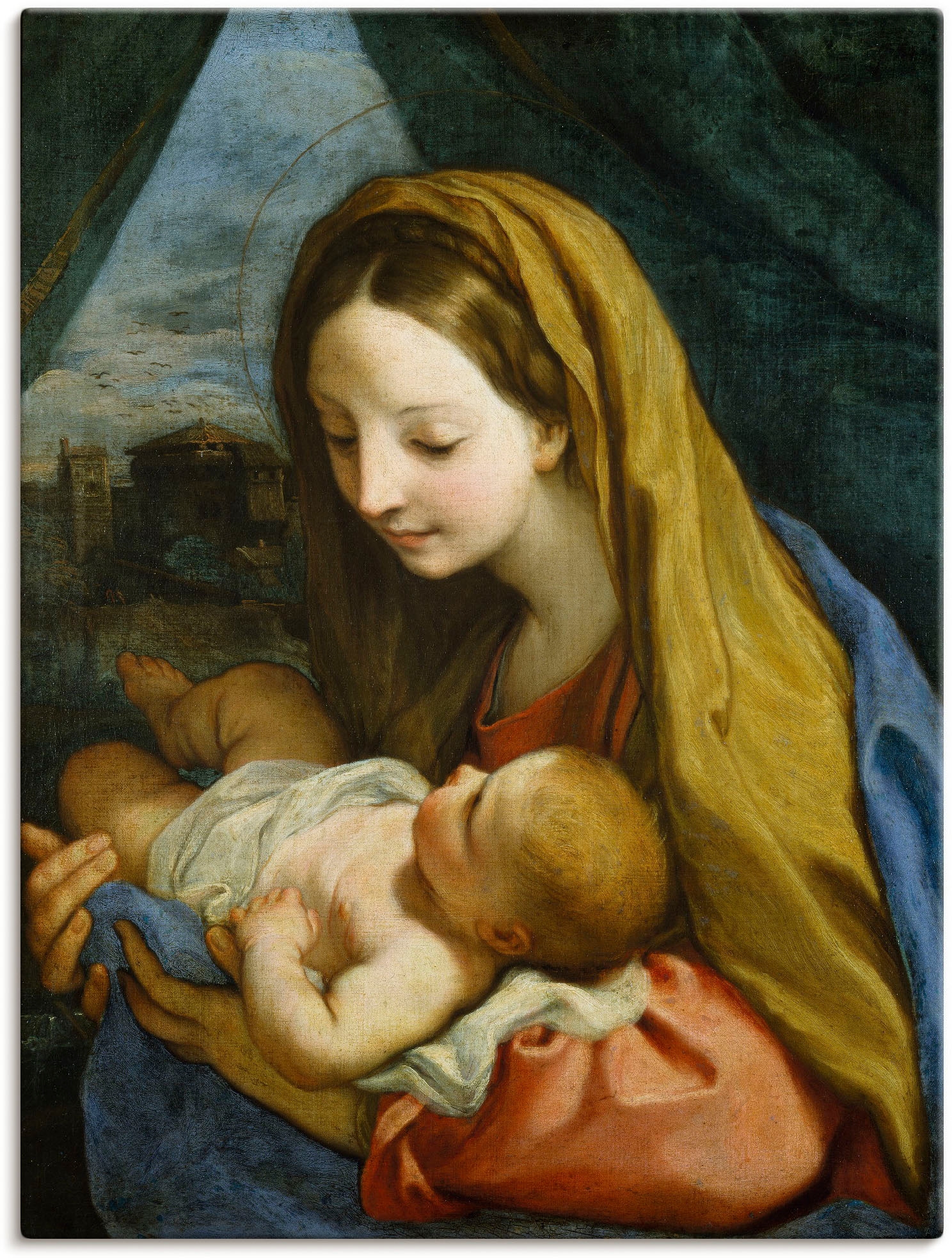 Artland Leinwandbild "Maria mit dem Kind. Um 1660" Religion 1 Stk. tlg. auf Holzrahmen gespannt