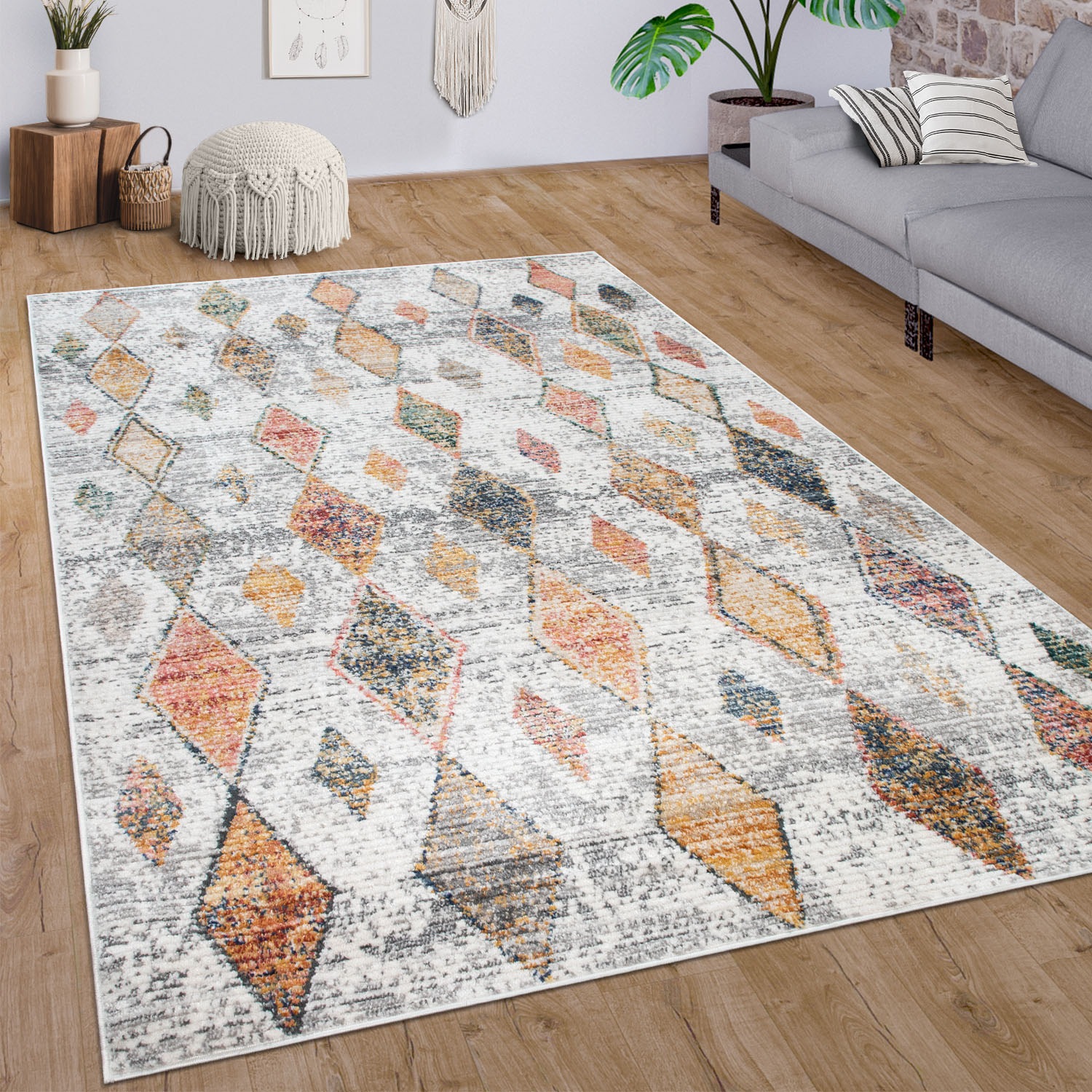 Paco Home Teppich »Kayacik 577«, rechteckig, 12 mm Höhe, Kurzflor, Rauten Muster, ideal im Wohnzimmer & Schlafzimmer