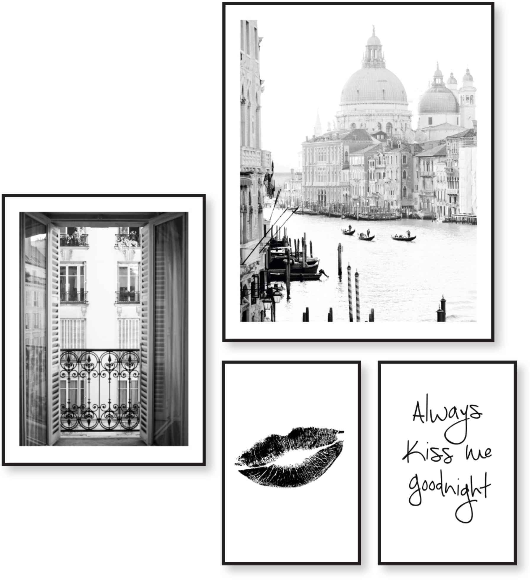 Reinders! Wandbild - (4 St.) Italien BAUR Vintage Text«, »LIebe Frankreich Kuss - - kaufen - 