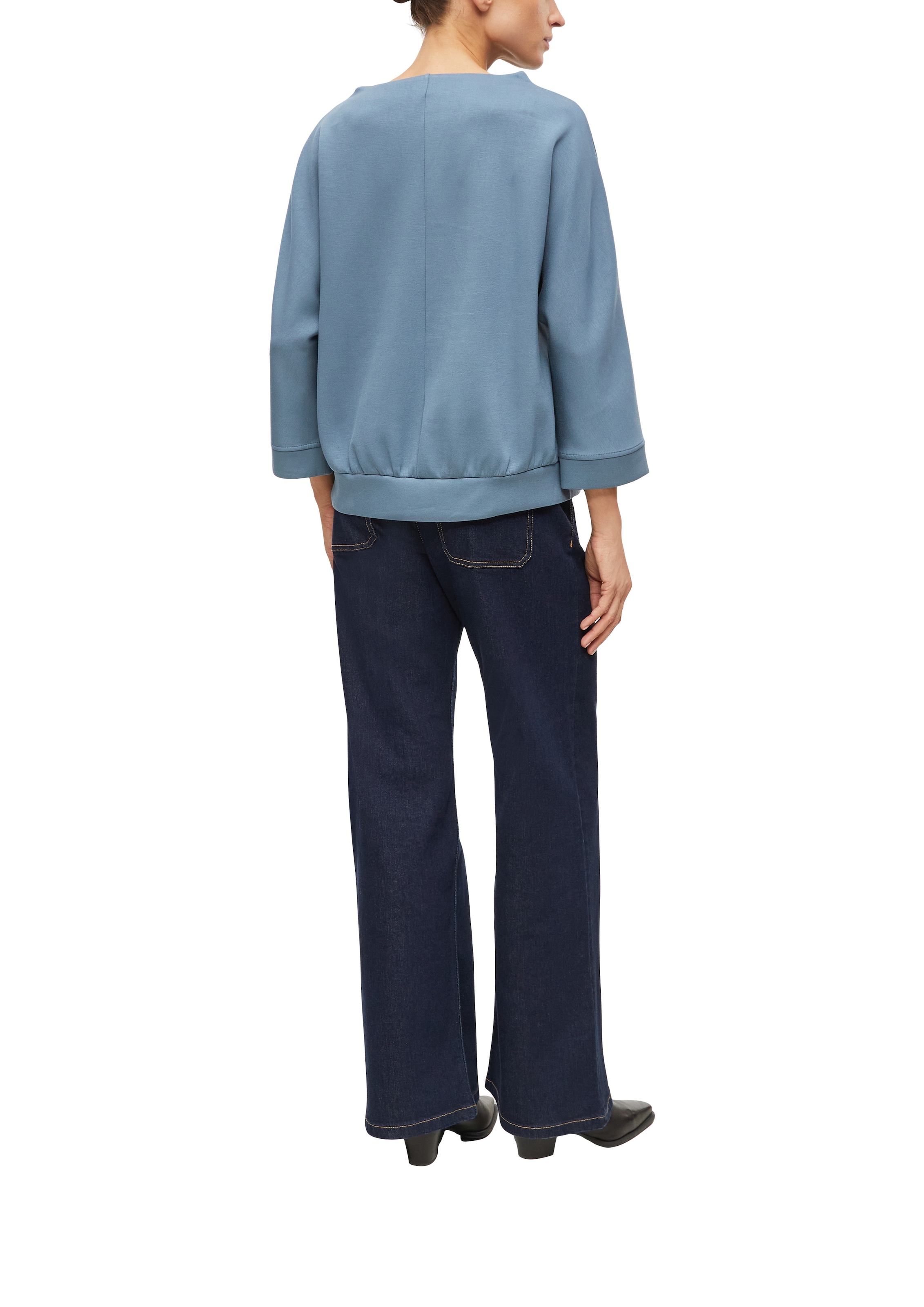 s.Oliver BLACK LABEL Longsweatshirt , Shirt mit Wasserfallkragen und 3/4-Arm

