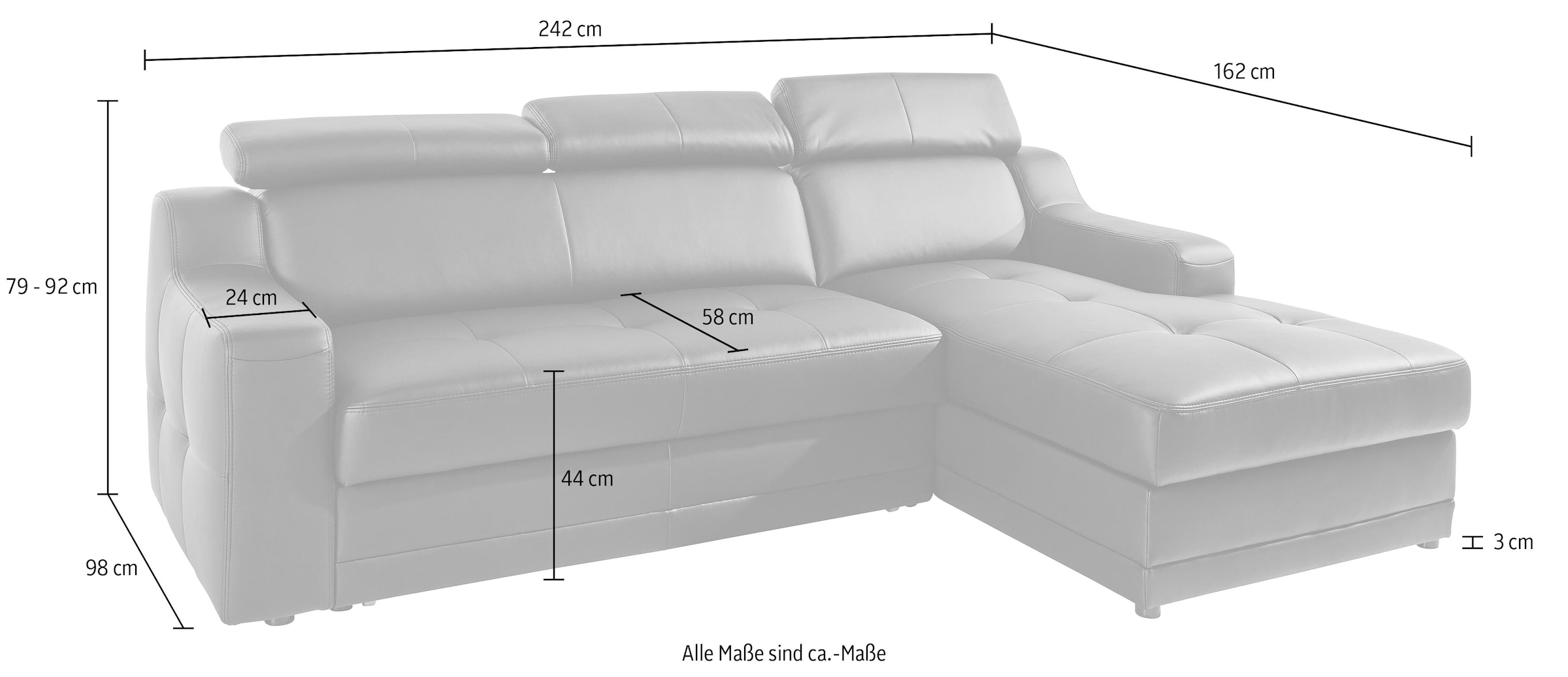 exxpo - sofa fashion Ecksofa »Lotos, L-Form«, mit Kopf- bzw. Rückenverstellung, wahlweise mit Bettfunktion