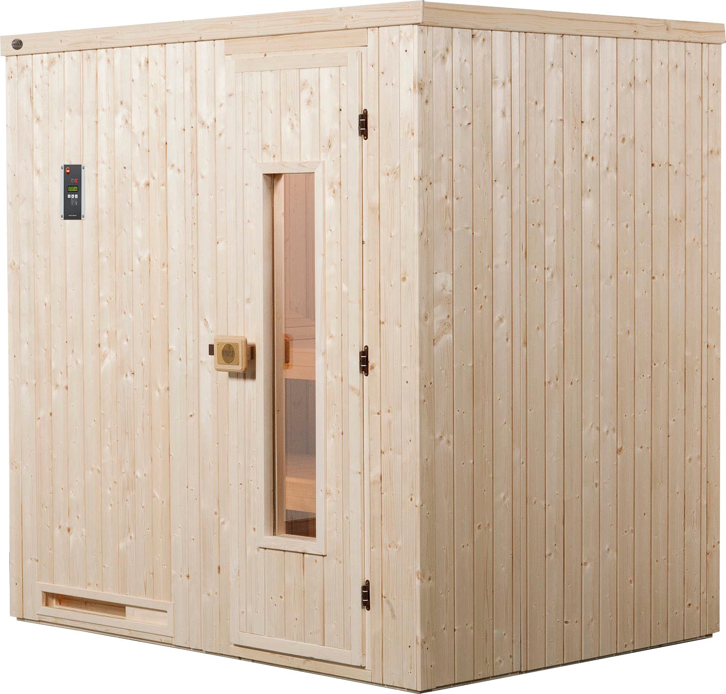 Sauna »Halmstad«, (Set), 7,5 kW Bio-Ofen mit digitaler Steuerung
