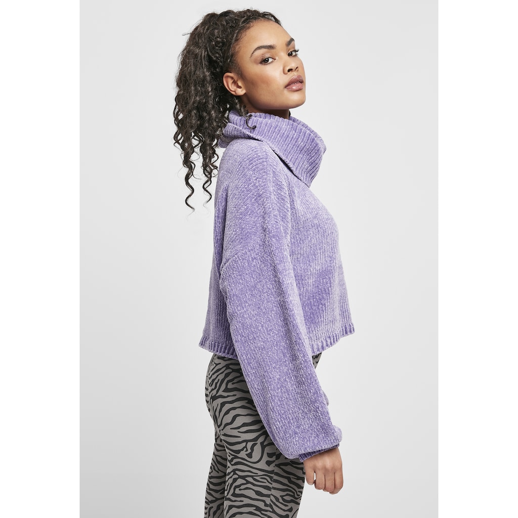 URBAN CLASSICS Sweatshirt »Urban Classics Damen Ladies Short Chenille Turtleneck Sweater«, (1 tlg.)