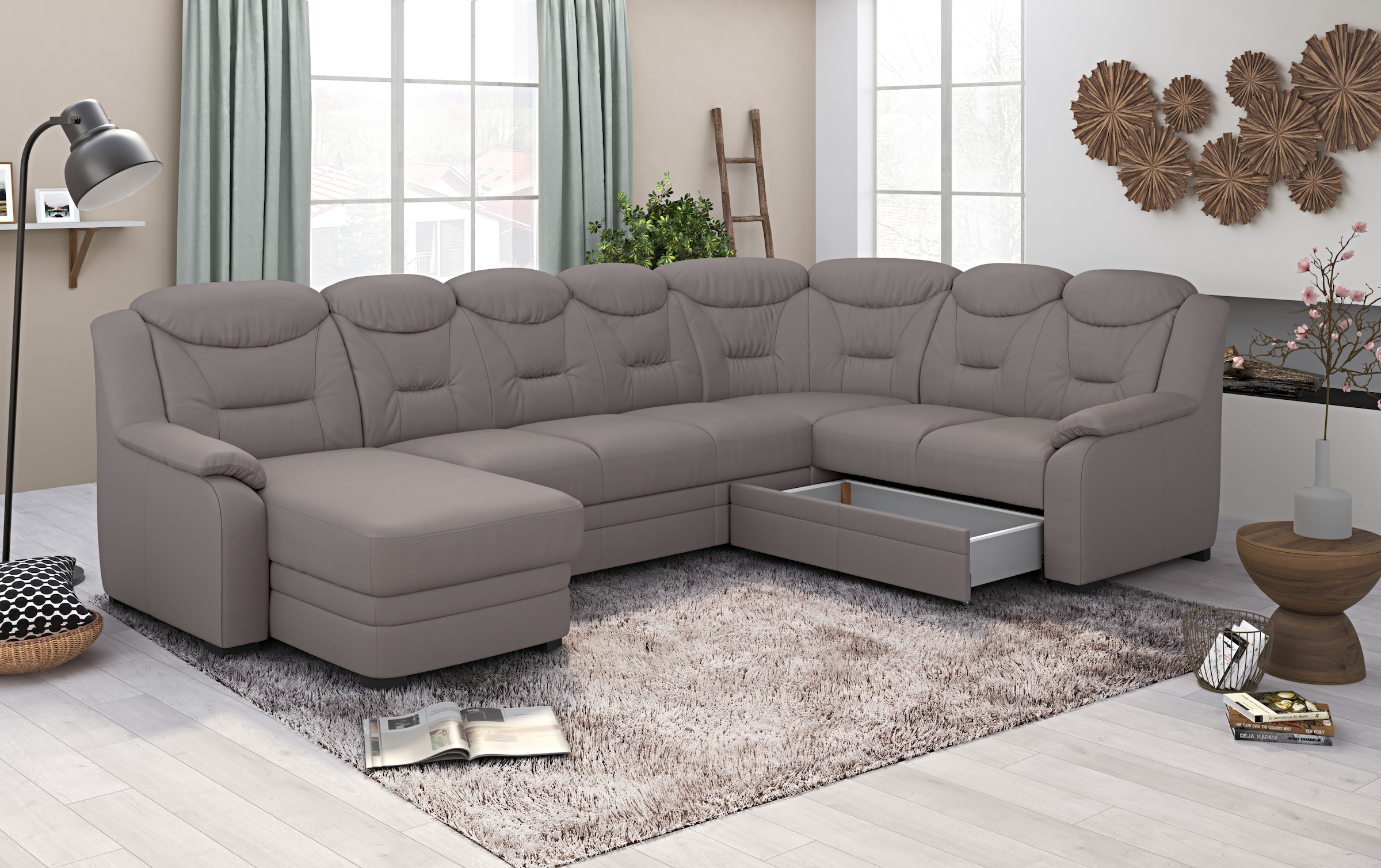 COTTA Wohnlandschaft »Marcus U-Form«, Bequeme Wohnlandschaft in klassischem Design mit hoher Rückenlehne