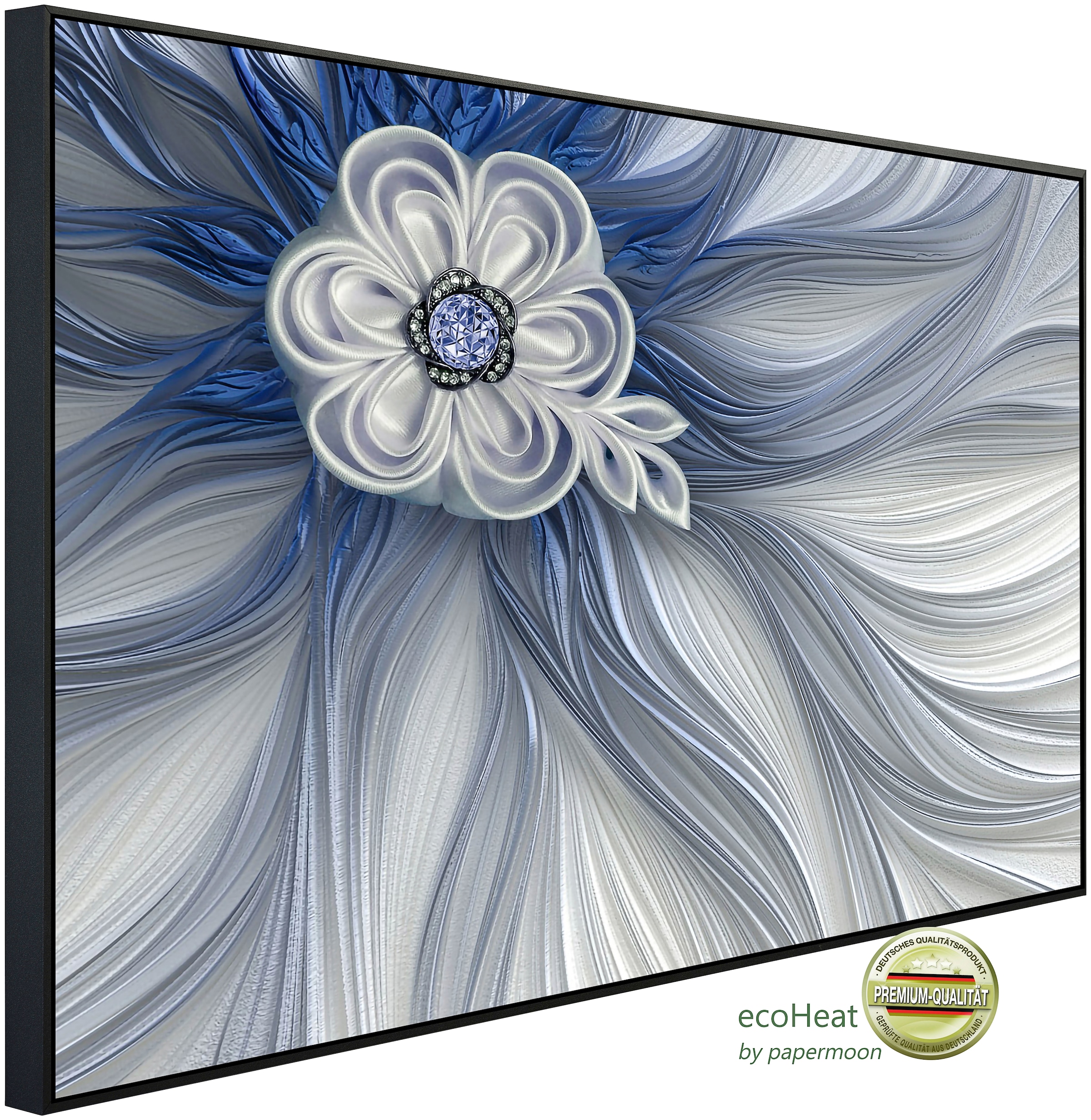 Papermoon Infrarotheizung »Blume Weiß Blau«, sehr angenehme Strahlungswärme
