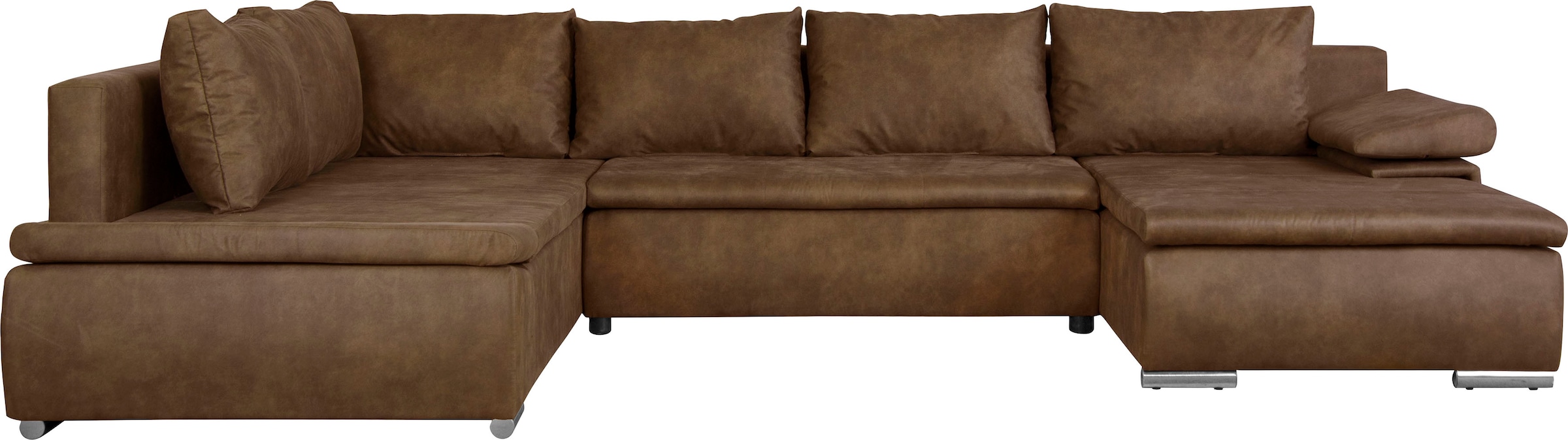 Home affaire Wohnlandschaft »Acra U-Form« mit Bettfunktion und Bettkasten, in Mattenoptik