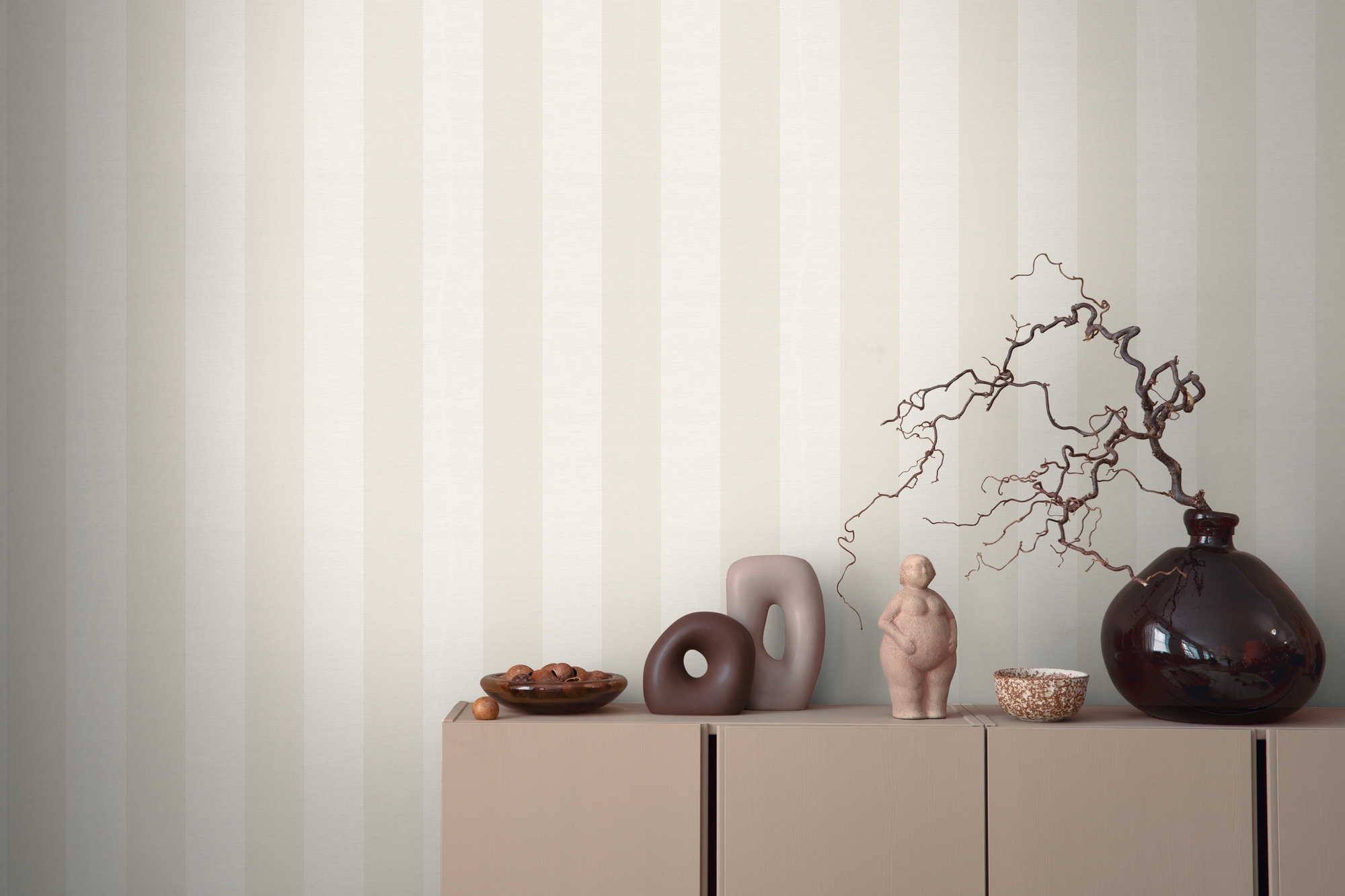 s.Oliver Vliestapete "Streifen Tapete, Farbe Beige Creme" längsgestreift strukturiert skandinavische Wandtapete Vintage für Wohnzimmer, Küche, Landhaus