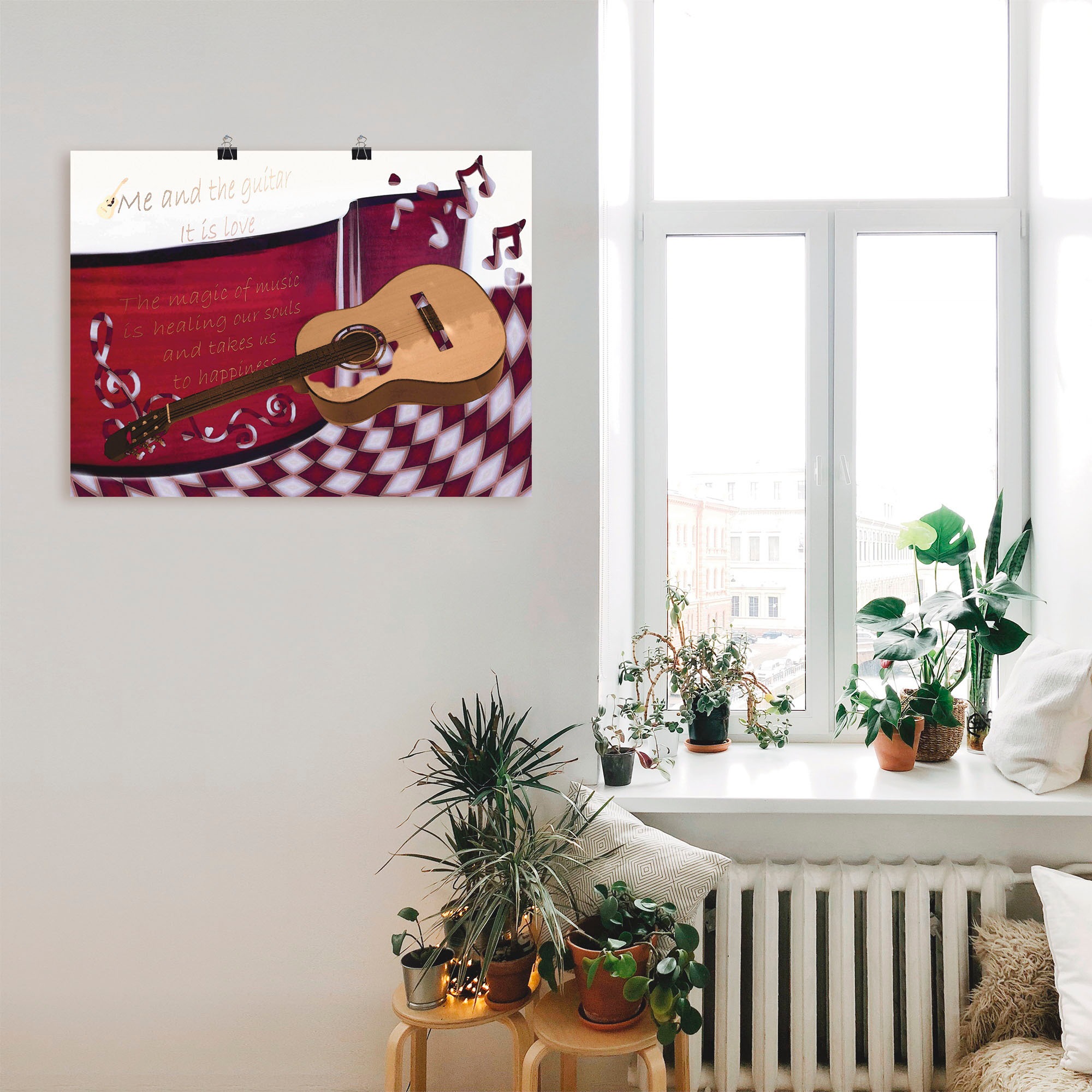 Artland Poster »Die Gitarre und Ich«, Instrumente, (1 St.), als Alubild, Leinwandbild, Wandaufkleber oder Poster in versch. Größen