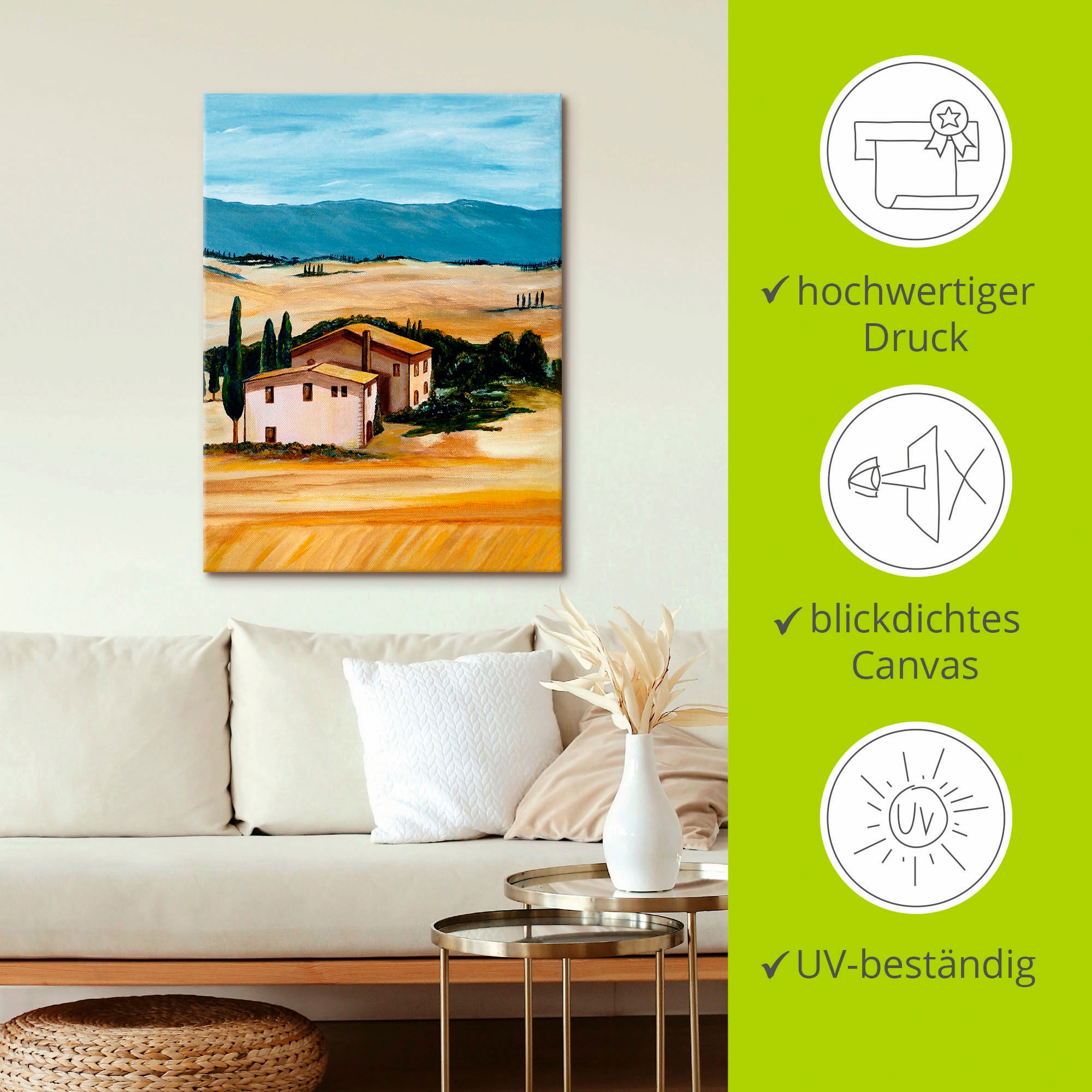 Artland Wandbild »Sommer in der Toskana«, Felder, (1 St.), als Leinwandbild in verschied. Größen