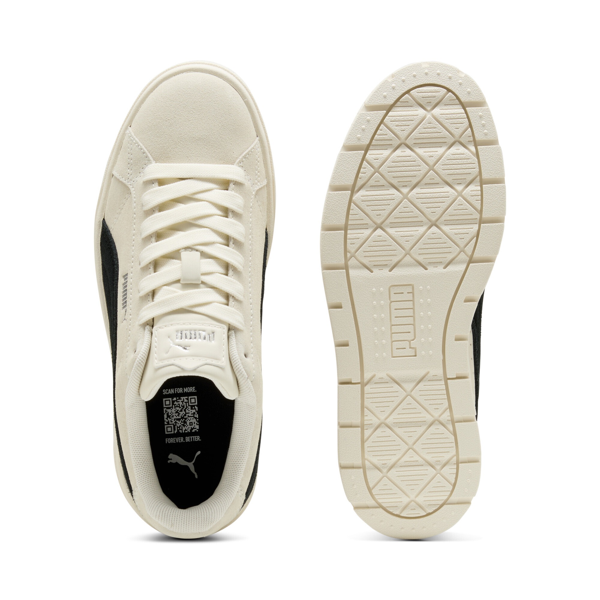 Sneaker PUMA "Karmen II Sneakers Damen", Damen, Gr. 37, frosted ivory schwarz, weiß, Obermaterial: Kuhleder, Textil; Futter: Textil; Innensohle: Textil; Laufsohle: Gummi, Schuhe Sneaker 3