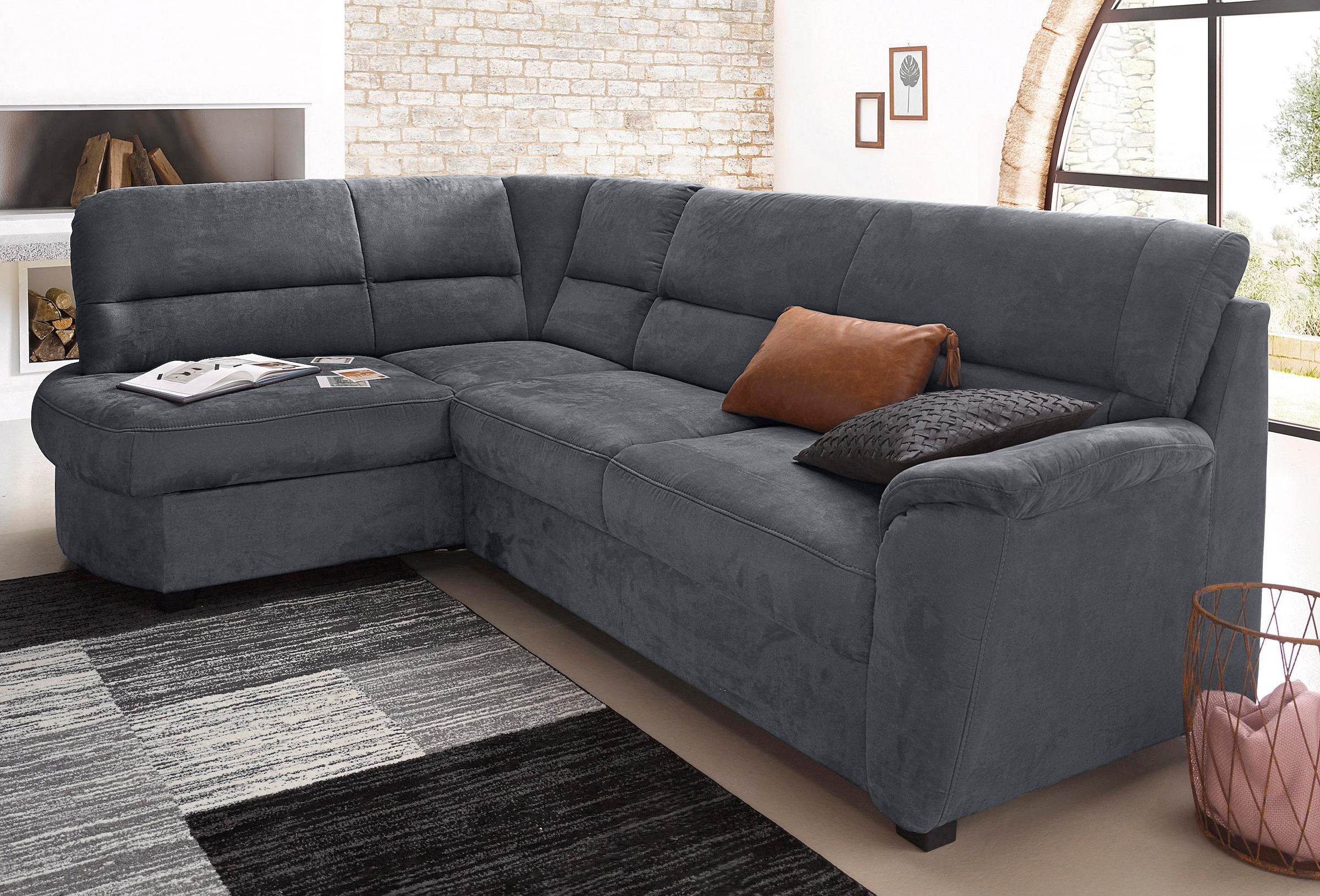 sit&more Ecksofa "Pandora L-Form", wahlweise mit Bettfunktion und Bettkasten