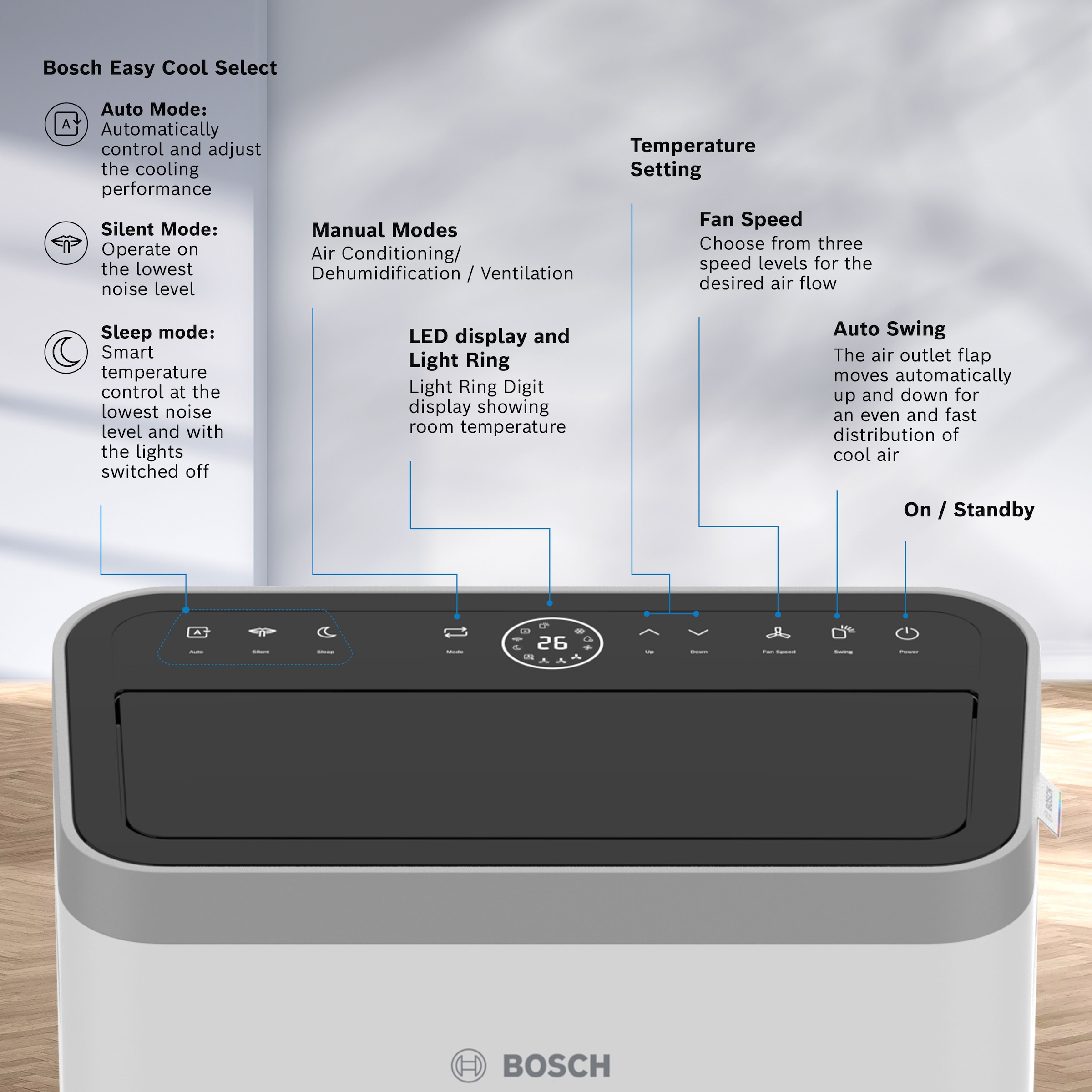 BOSCH 3-in-1-Klimagerät »Cool 2000 - 3-in-1 Klimaanlage, Luftentfeuchter, Ventilator«