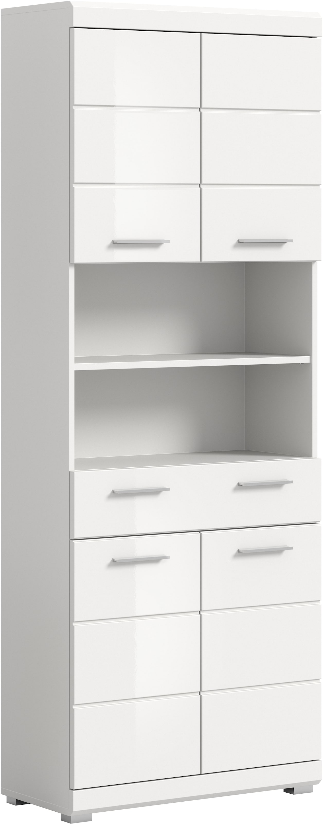 INOSIGN Hochschrank »Siena, Breite 74cm, 4 Türen, 1 Schubkasten, 2 offene Fächer, MDF-Front«, in verschiedenen Farben erhältlich, Badmöbel, Badschrank, Schrank, Bad