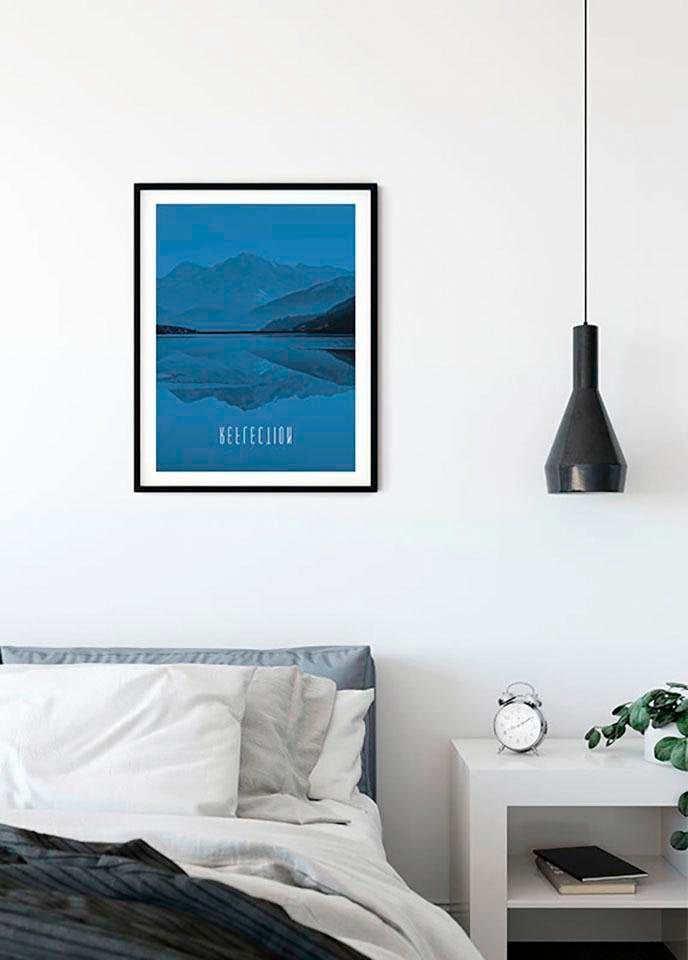 Komar Poster »Word Lake Reflection Blue«, Natur, (1 St.), Kinderzimmer, Schlafzimmer, Wohnzimmer