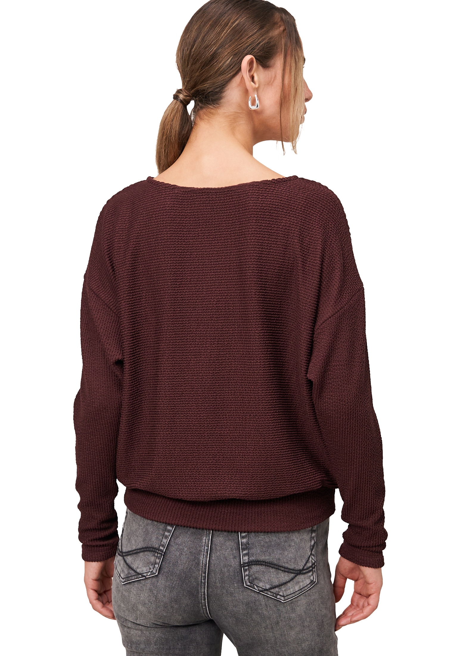 Zero Kurzarmshirt »zero Damen Jerseyshirt strukturiert langarm«, (1 tlg.), Plain/ohne Details