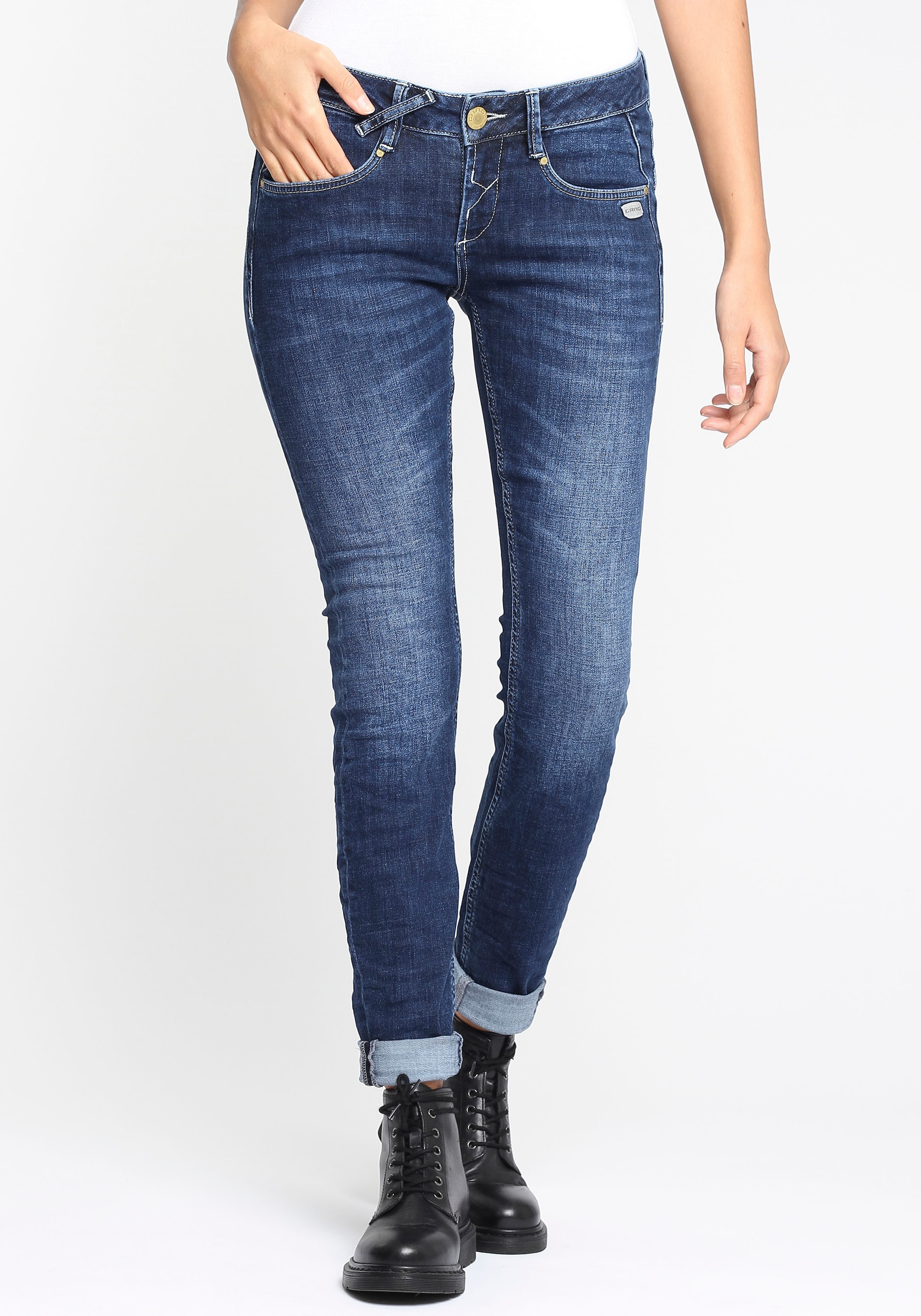 GANG Skinny-fit-Jeans "94NELE", mit Rundpasse und seitlichen Dreieckseinsät günstig online kaufen