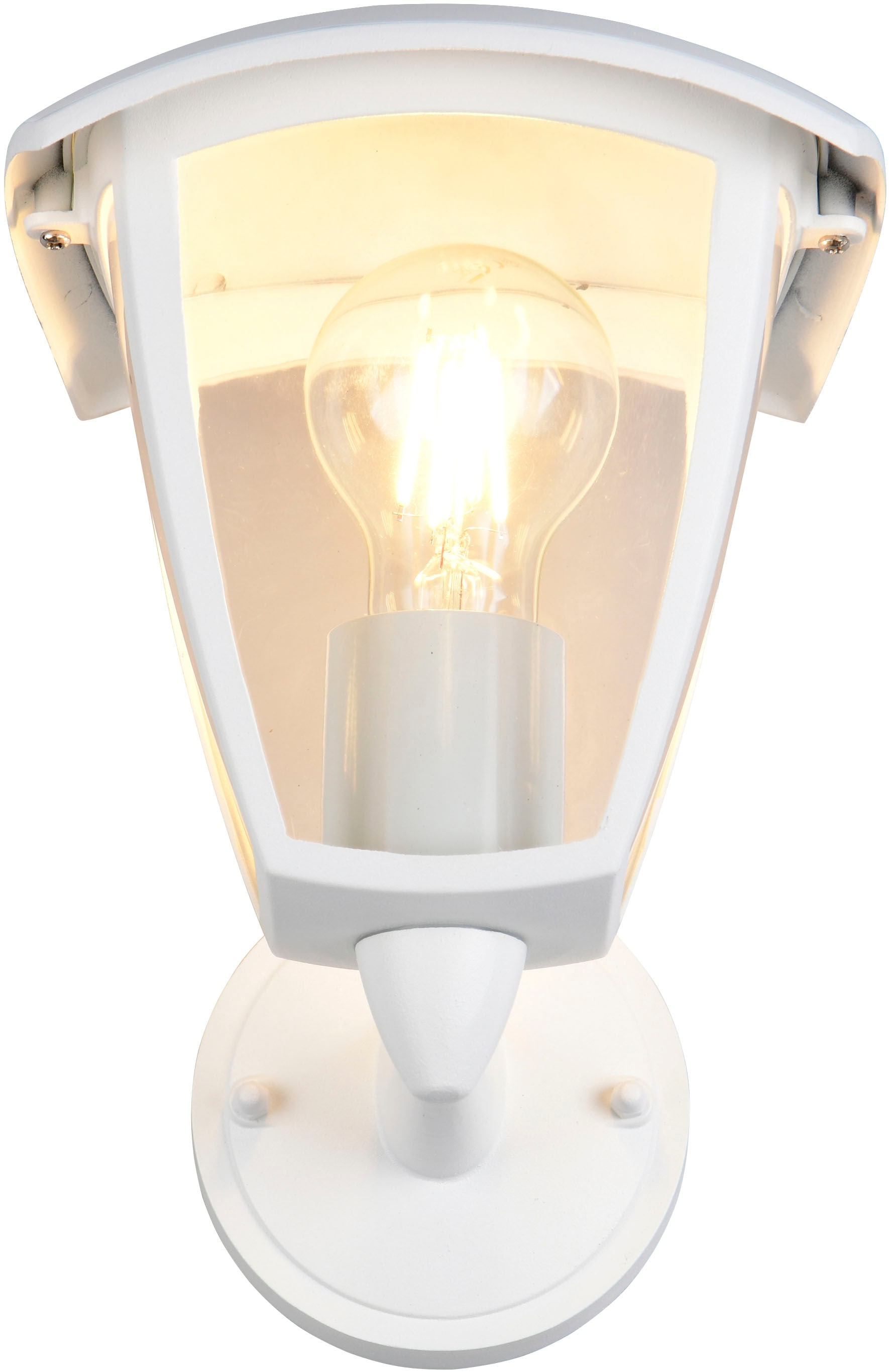 TRIO Leuchten Außen-Wandleuchte »VENTA, Laterne Hauswand Fassadenbeleuchtung, exkl 1x E27 max 10W, IP44«, 1 flammig, Leuchtmittel E27 | Leuchtmittel wechselbar, Wandlampe Laternen-Optik, aufwärts gerichtet, Schirm Kunststoff