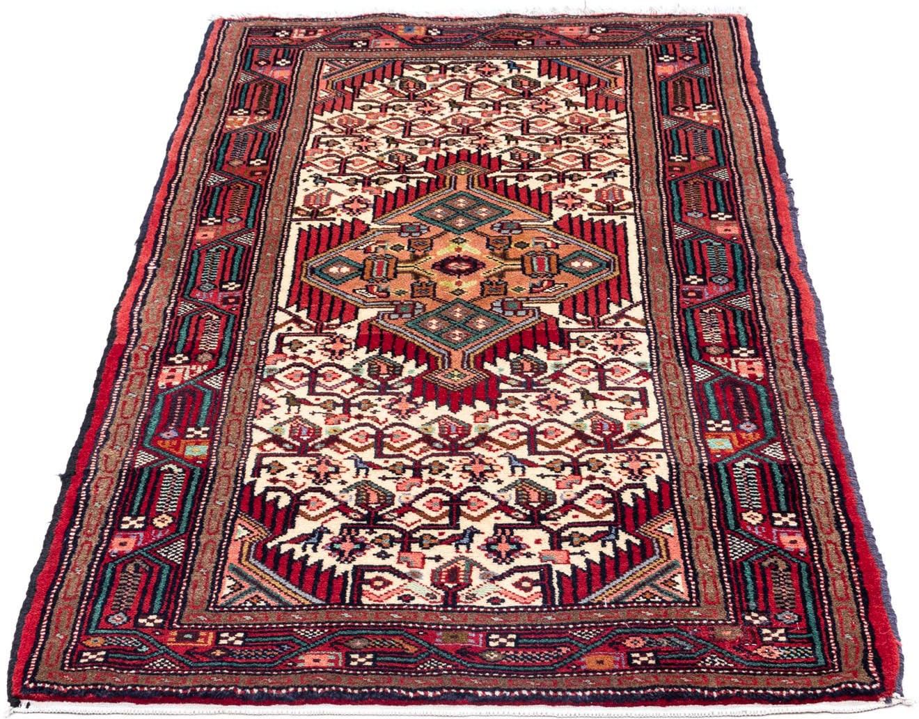 morgenland Wollteppich »Hosseinabad Medaillon Rosso chiaro 125 x 80 cm«, rechteckig, Handgeknüpft